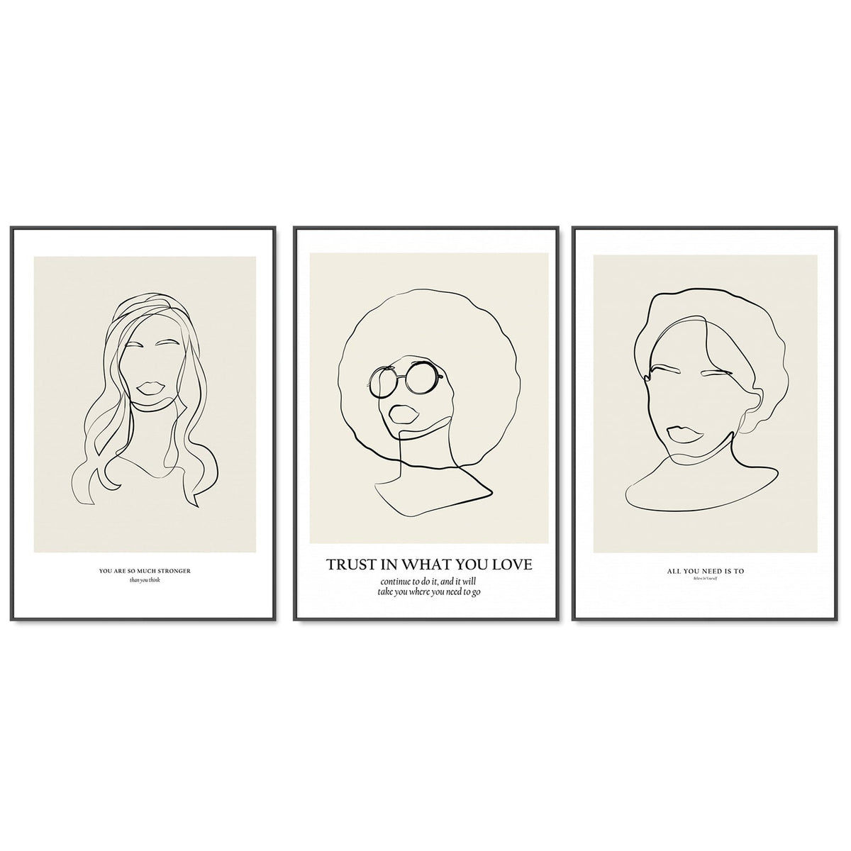 wall-art-print-canvas-poster-framed-Modern Line Art, by Anastasiya, Set Of 3-by-Plus X Studio-Gioia Wall Art