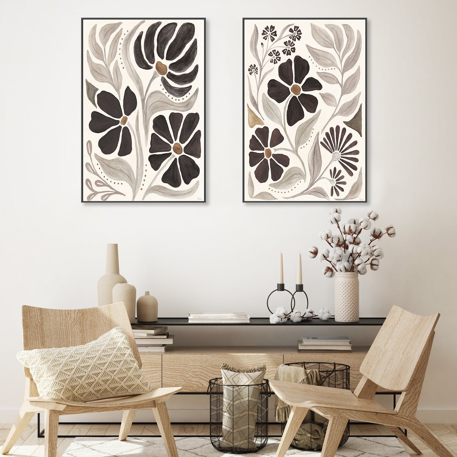 wall-art-print-canvas-poster-framed-Modern Petals, Style A & B, Set Of 2 , By Veronique Charron-2