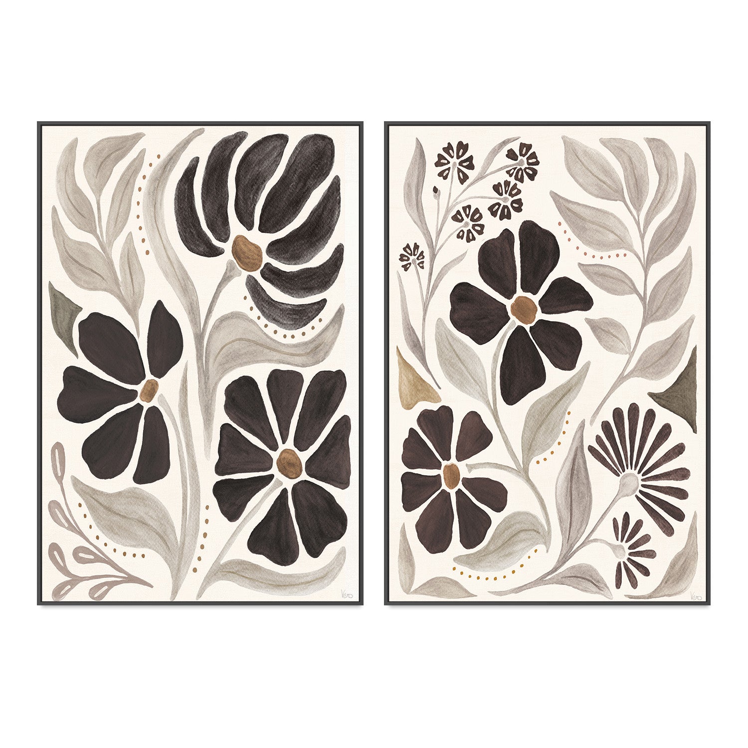 wall-art-print-canvas-poster-framed-Modern Petals, Style A & B, Set Of 2 , By Veronique Charron-3