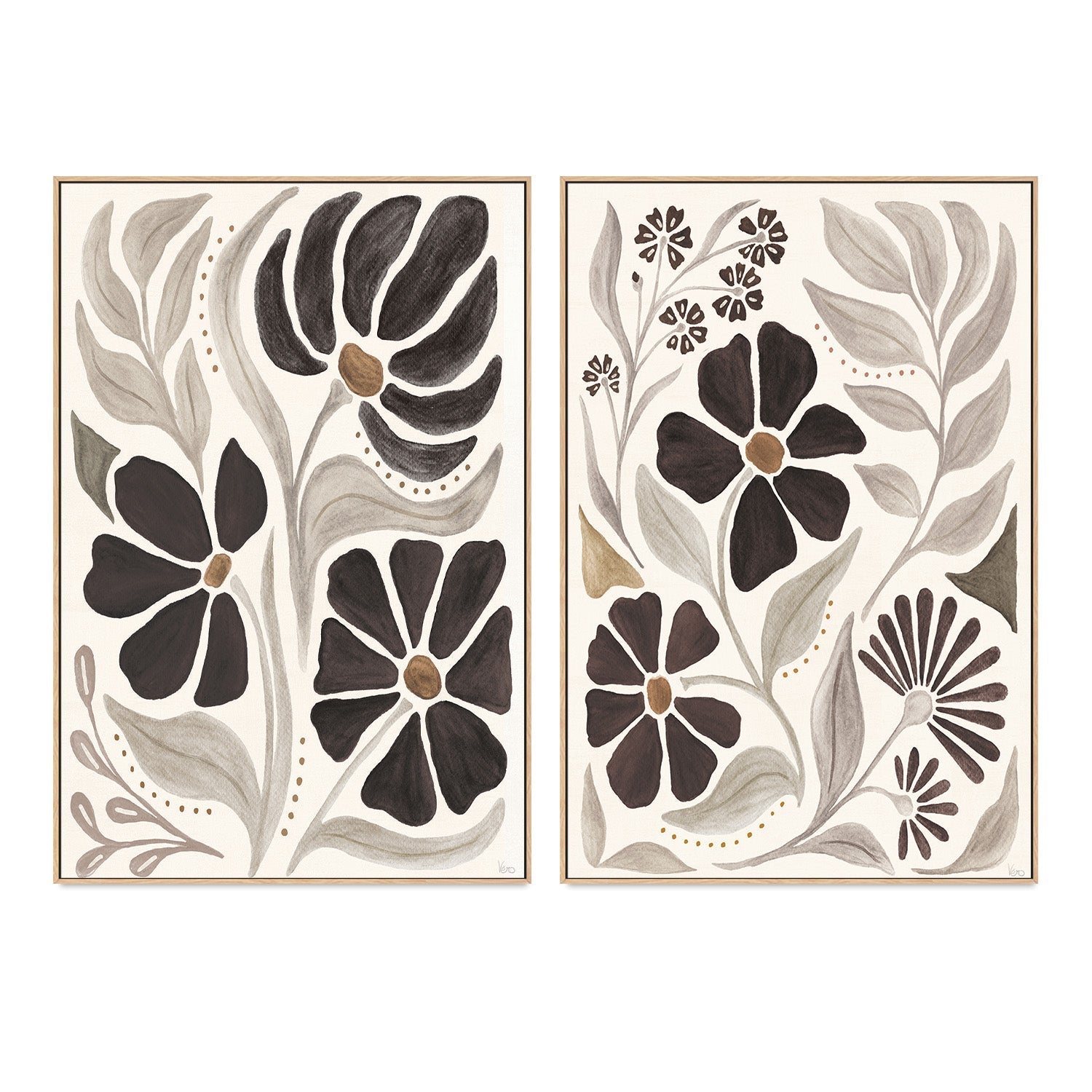 wall-art-print-canvas-poster-framed-Modern Petals, Style A & B, Set Of 2 , By Veronique Charron-4