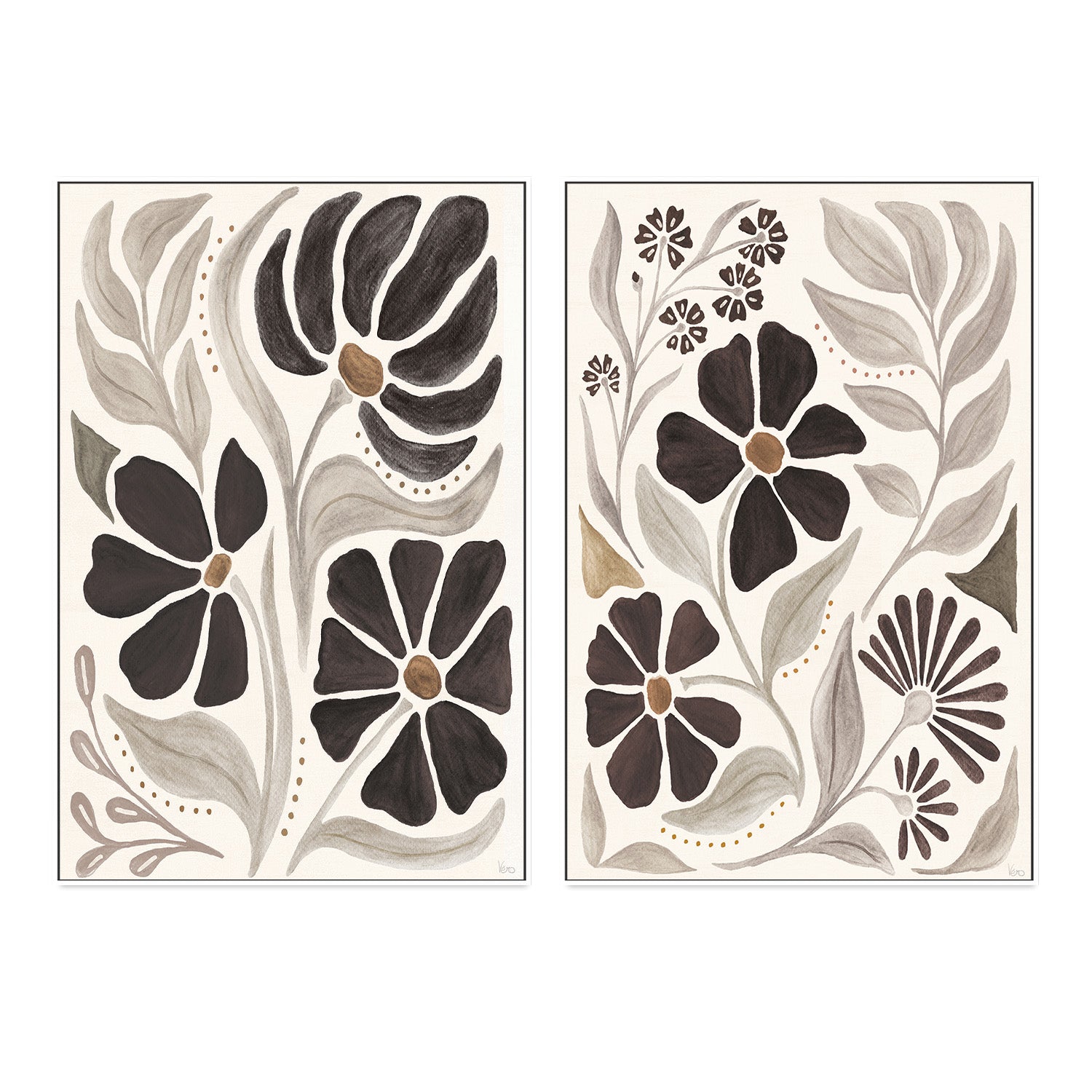 wall-art-print-canvas-poster-framed-Modern Petals, Style A & B, Set Of 2 , By Veronique Charron-5
