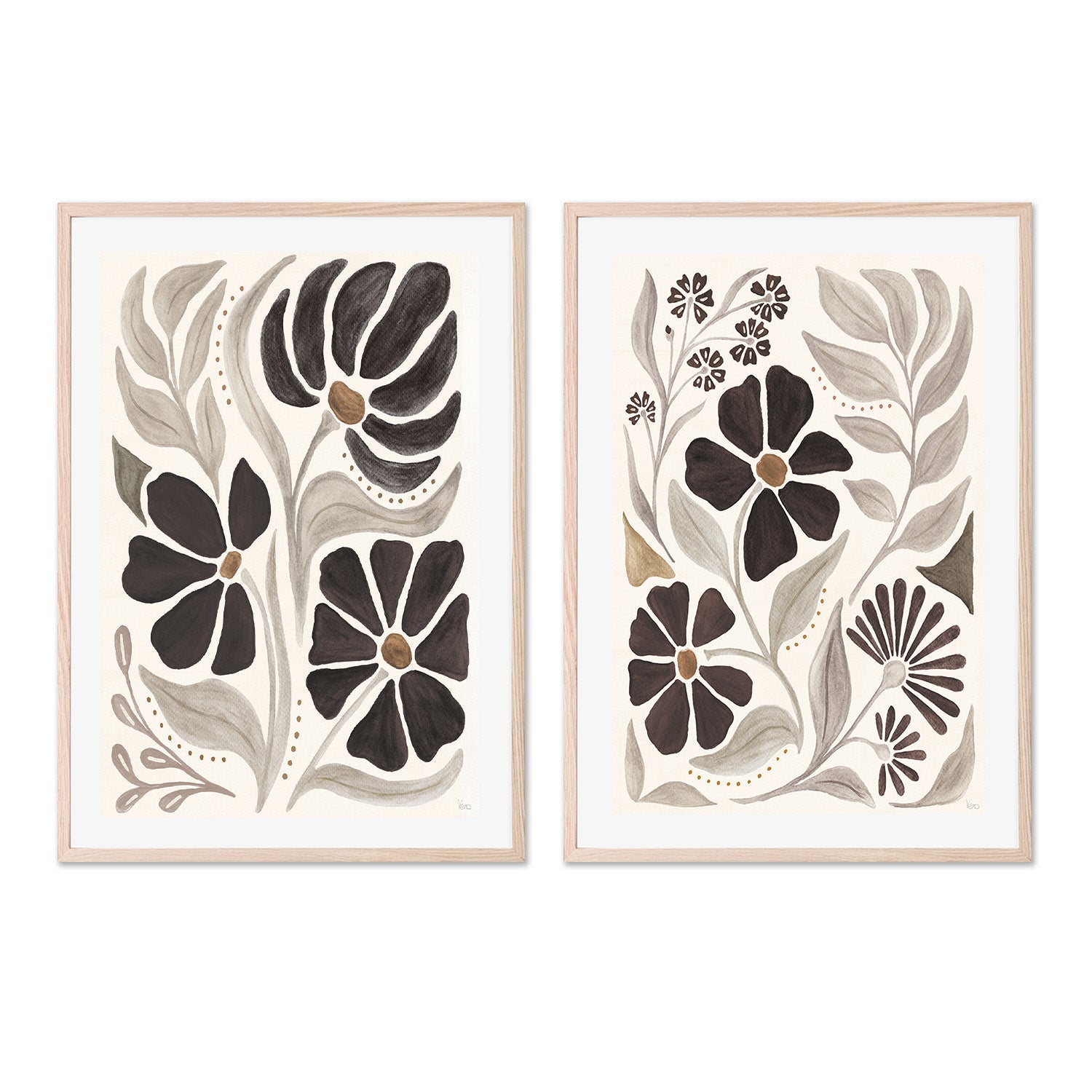 wall-art-print-canvas-poster-framed-Modern Petals, Style A & B, Set Of 2 , By Veronique Charron-6