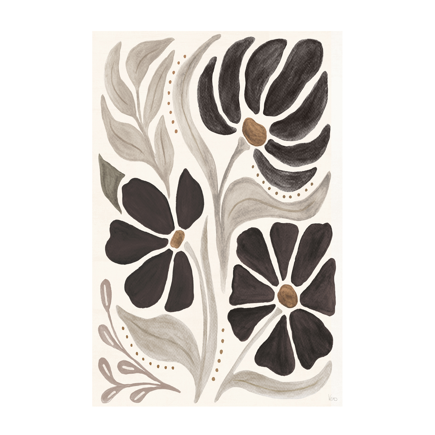wall-art-print-canvas-poster-framed-Modern Petals, Style A , By Veronique Charron-1