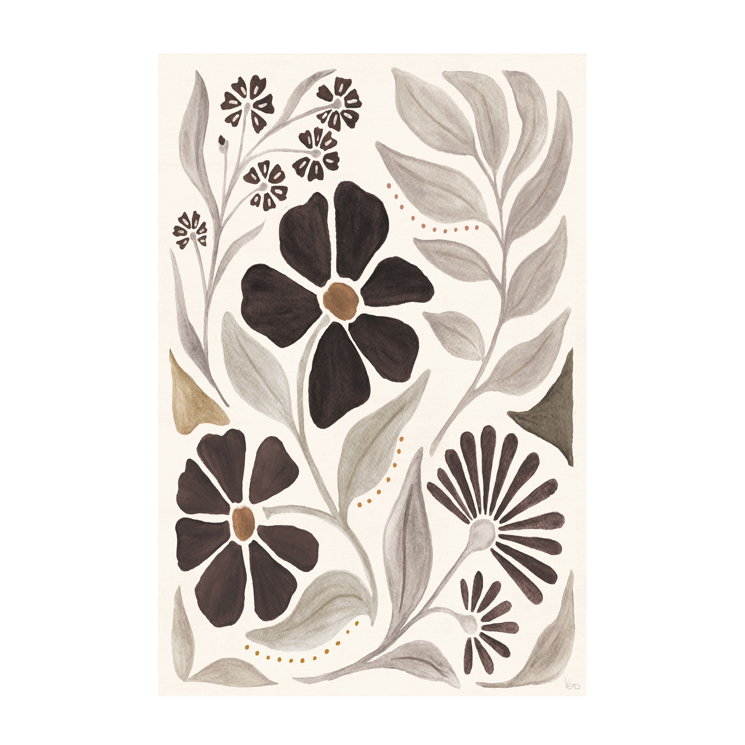 wall-art-print-canvas-poster-framed-Modern Petals, Style B , By Veronique Charron-1