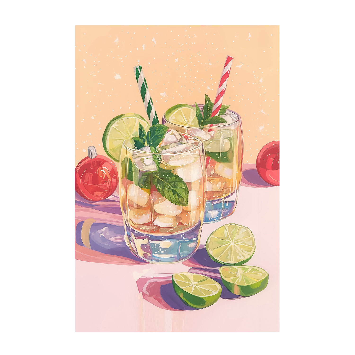 wall-art-print-canvas-poster-framed-Mojito Summer Cocktails with Lime and Mint , By Melloi Art Prints-1