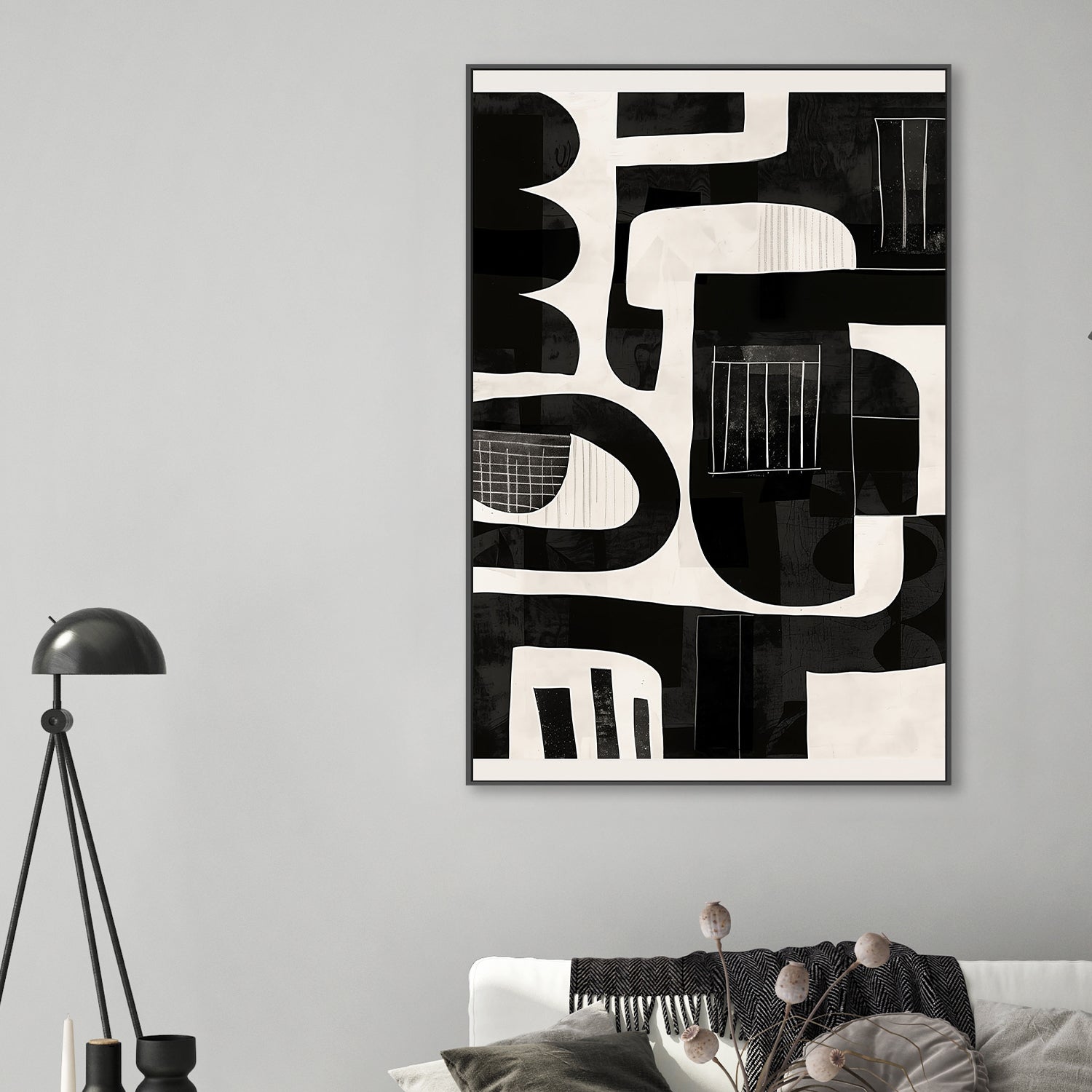 wall-art-print-canvas-poster-framed-Monochrome Abstract, Style B-2