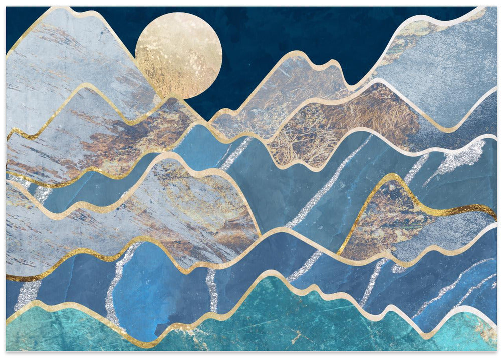 wall-art-print-canvas-poster-framed-Moonlit mountains landscape , By Sarah Manovski-1