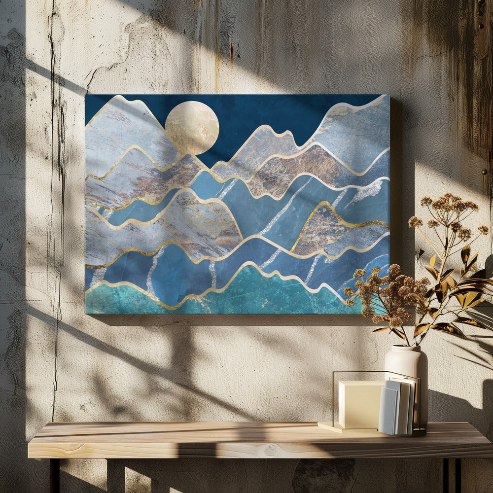 wall-art-print-canvas-poster-framed-Moonlit mountains landscape , By Sarah Manovski-2