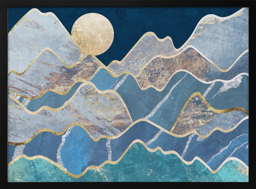 wall-art-print-canvas-poster-framed-Moonlit mountains landscape , By Sarah Manovski-3