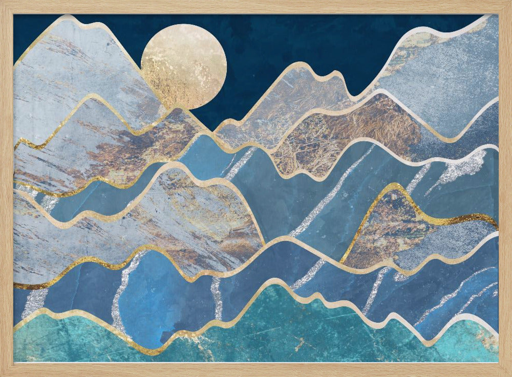 wall-art-print-canvas-poster-framed-Moonlit mountains landscape , By Sarah Manovski-4