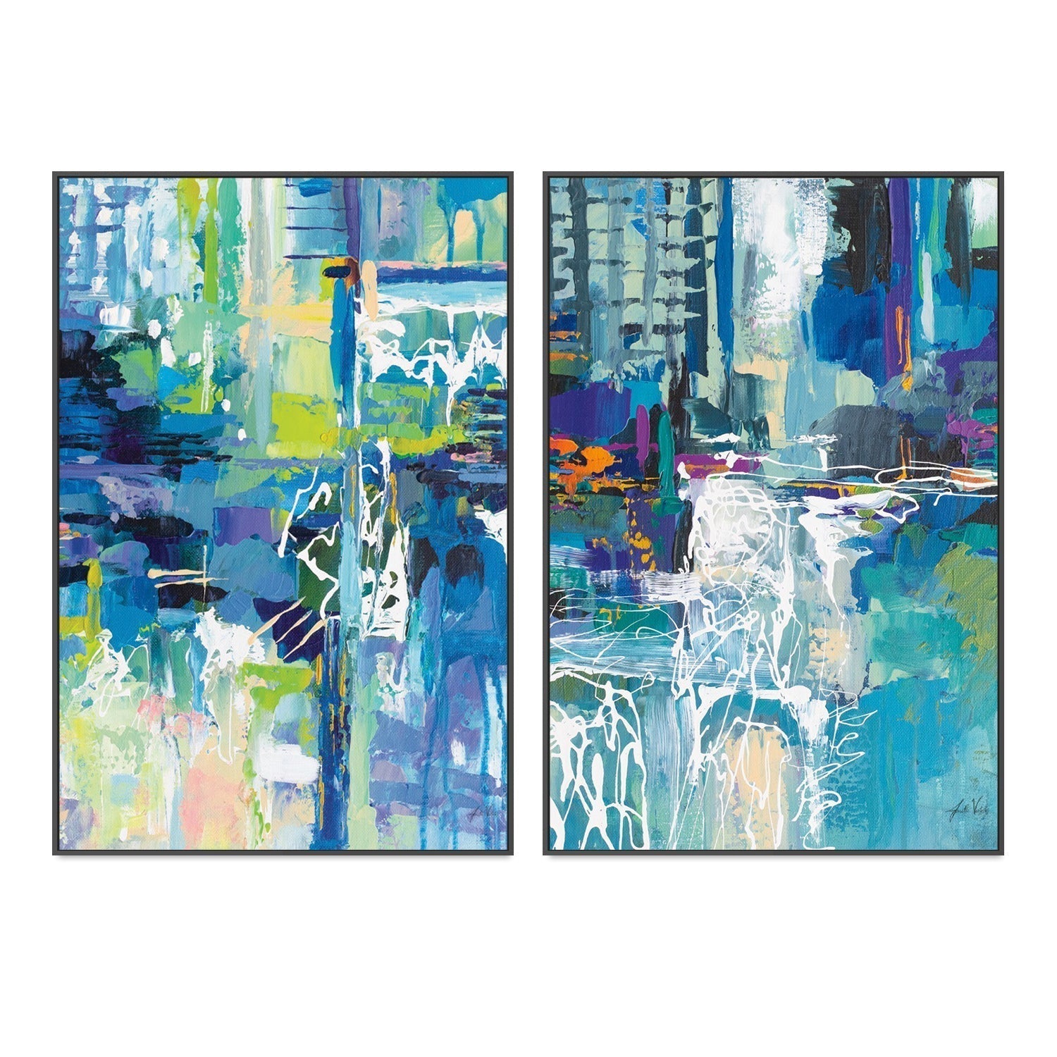 wall-art-print-canvas-poster-framed-Motion Sequence, Set of 2-by-Jeanette Vertentes-Gioia Wall Art