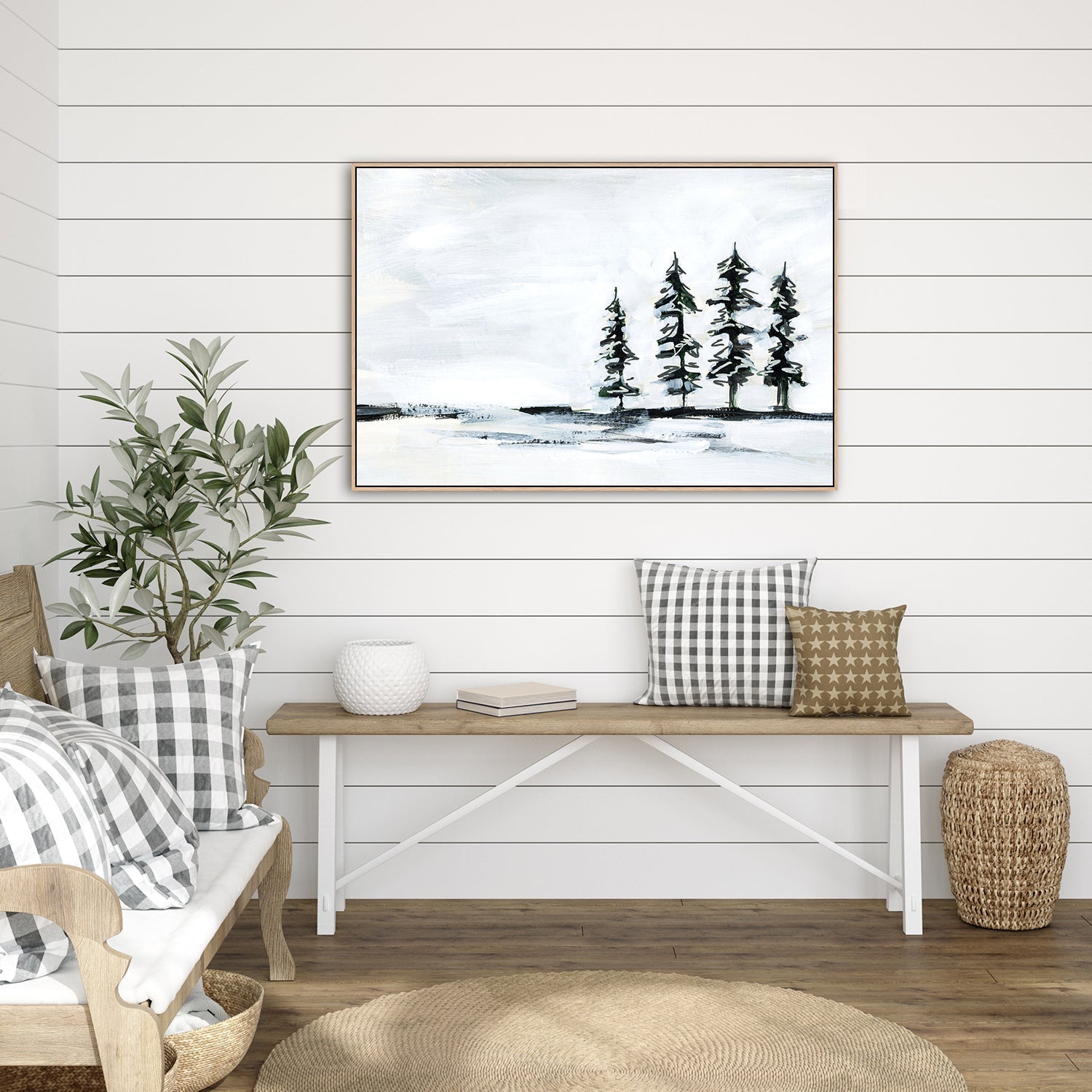 wall-art-print-canvas-poster-framed-Mountain Mist Pines Landscape-by-Emily Wood-Gioia Wall Art