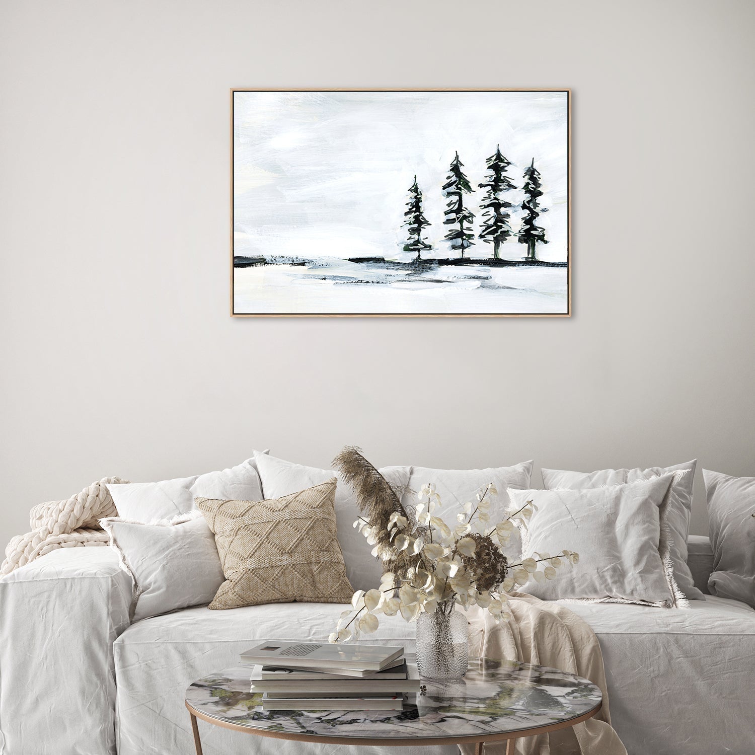 wall-art-print-canvas-poster-framed-Mountain Mist Pines Landscape-by-Emily Wood-Gioia Wall Art