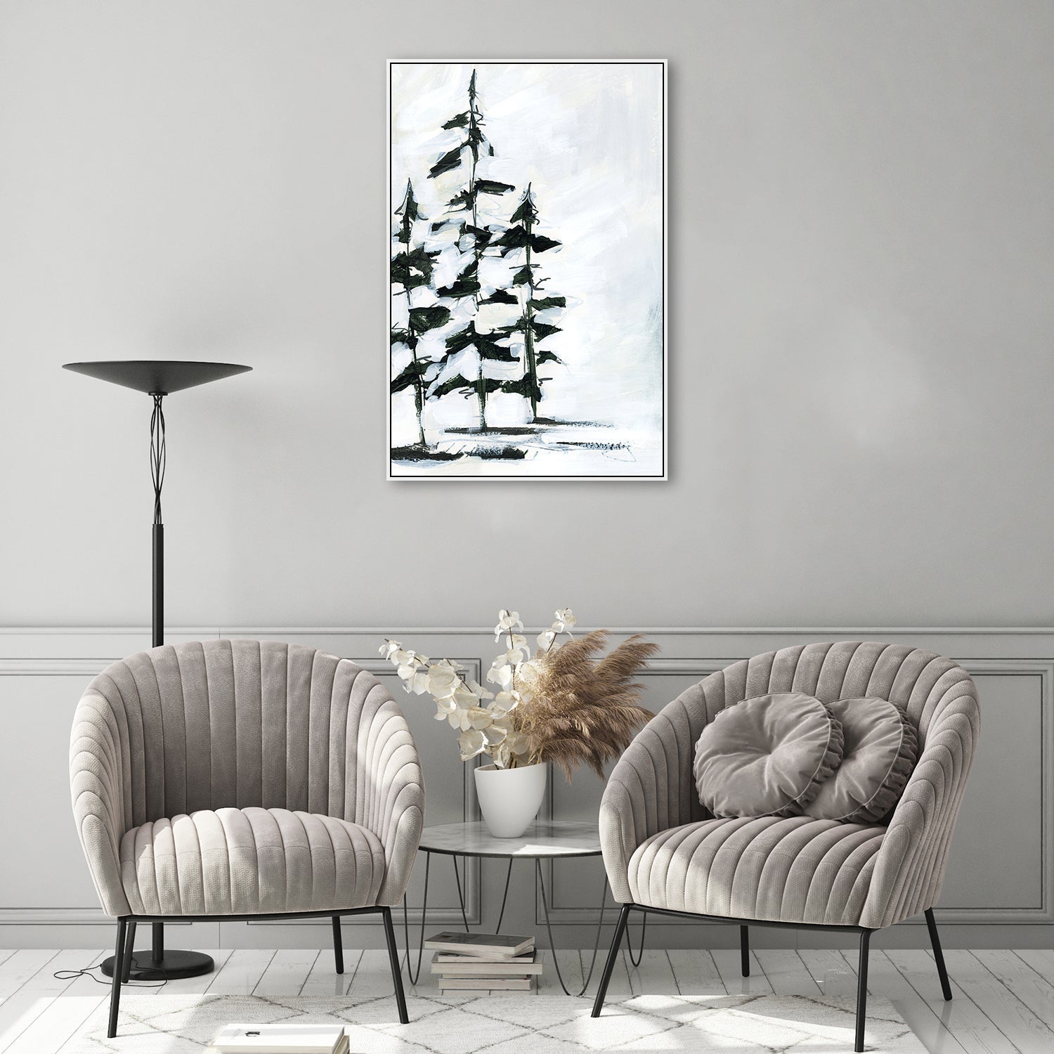 wall-art-print-canvas-poster-framed-Mountain Mist Pines, Style C-by-Emily Wood-Gioia Wall Art
