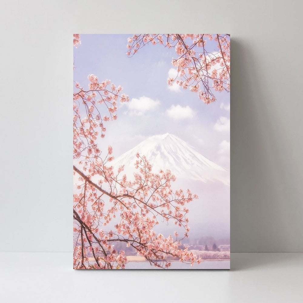 wall-art-print-canvas-poster-framed-Mt. Fuji In The Cherry Blossoms, By Makiko Samejima-by-Plus X Studio-Gioia Wall Art