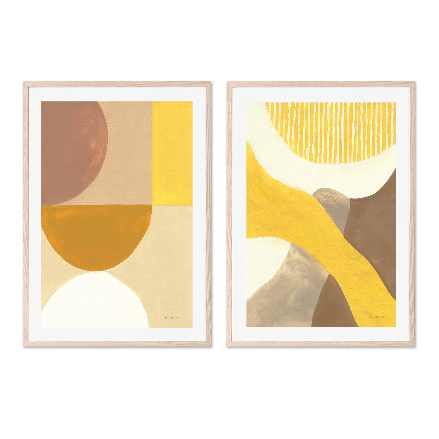 wall-art-print-canvas-poster-framed-Mustard Abstract, Style A & B, Set Of 2 , By Danhui Nai-GIOIA-WALL-ART