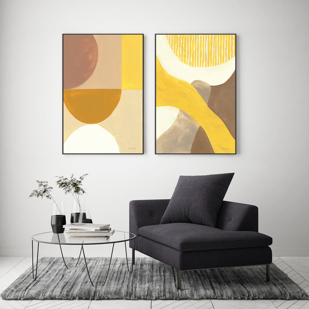 wall-art-print-canvas-poster-framed-Mustard Abstract, Style A & B, Set Of 2 , By Danhui Nai-GIOIA-WALL-ART