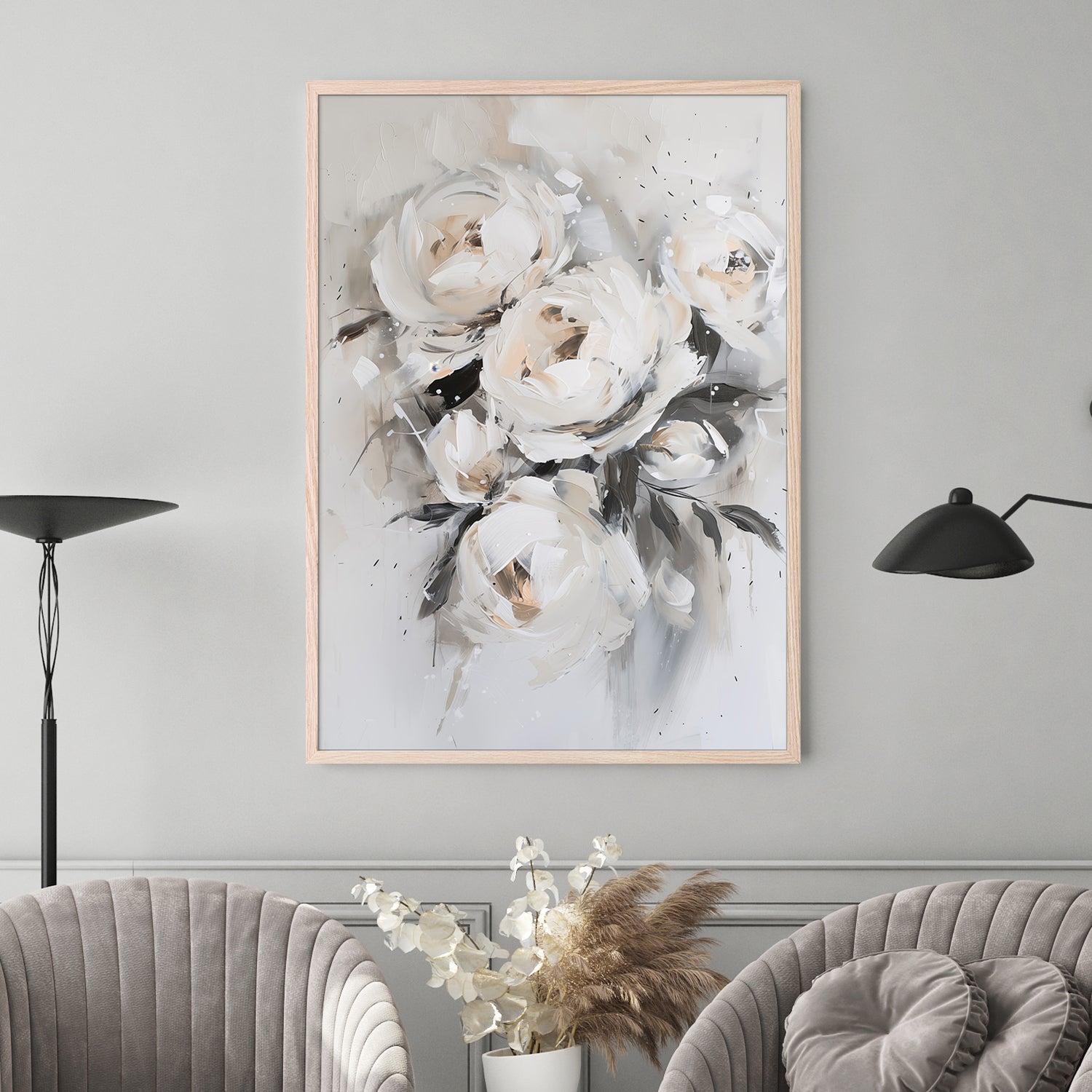 wall-art-print-canvas-poster-framed-Muted Roses , Style B-7