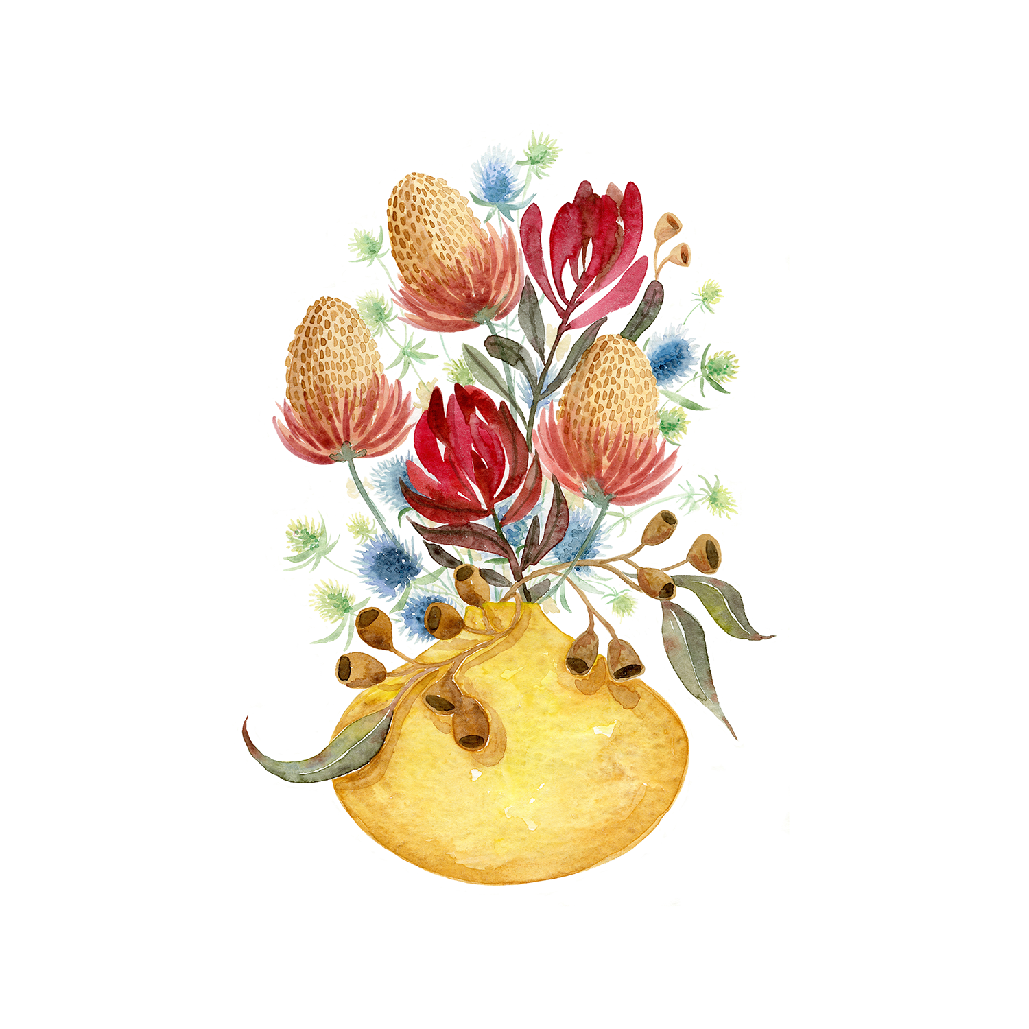 wall-art-print-canvas-poster-framed-Natives In Yellow Vase , By Jessie Mitchelson-1