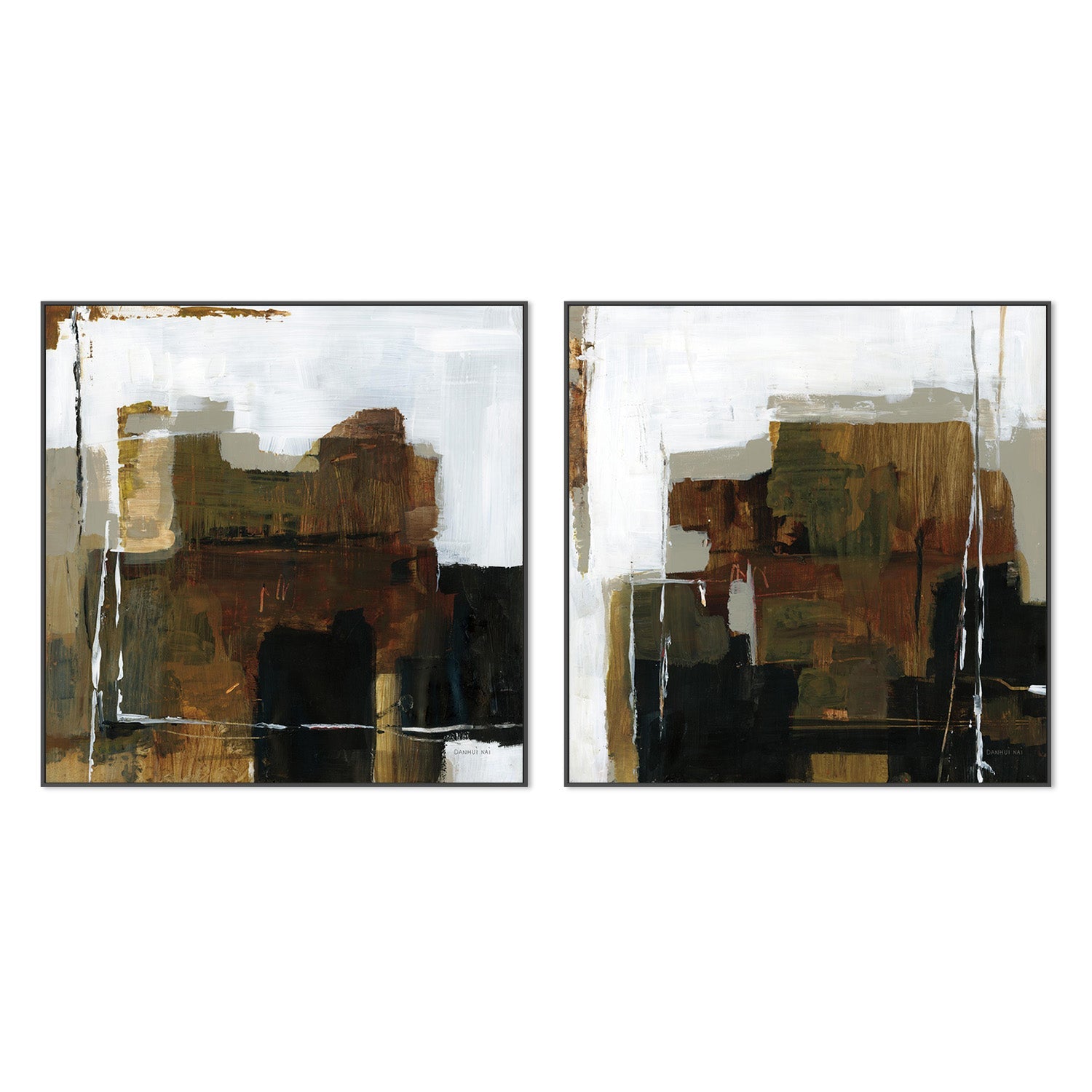 wall-art-print-canvas-poster-framed-Natural Abstract, Style A & B, Set Of 2-3