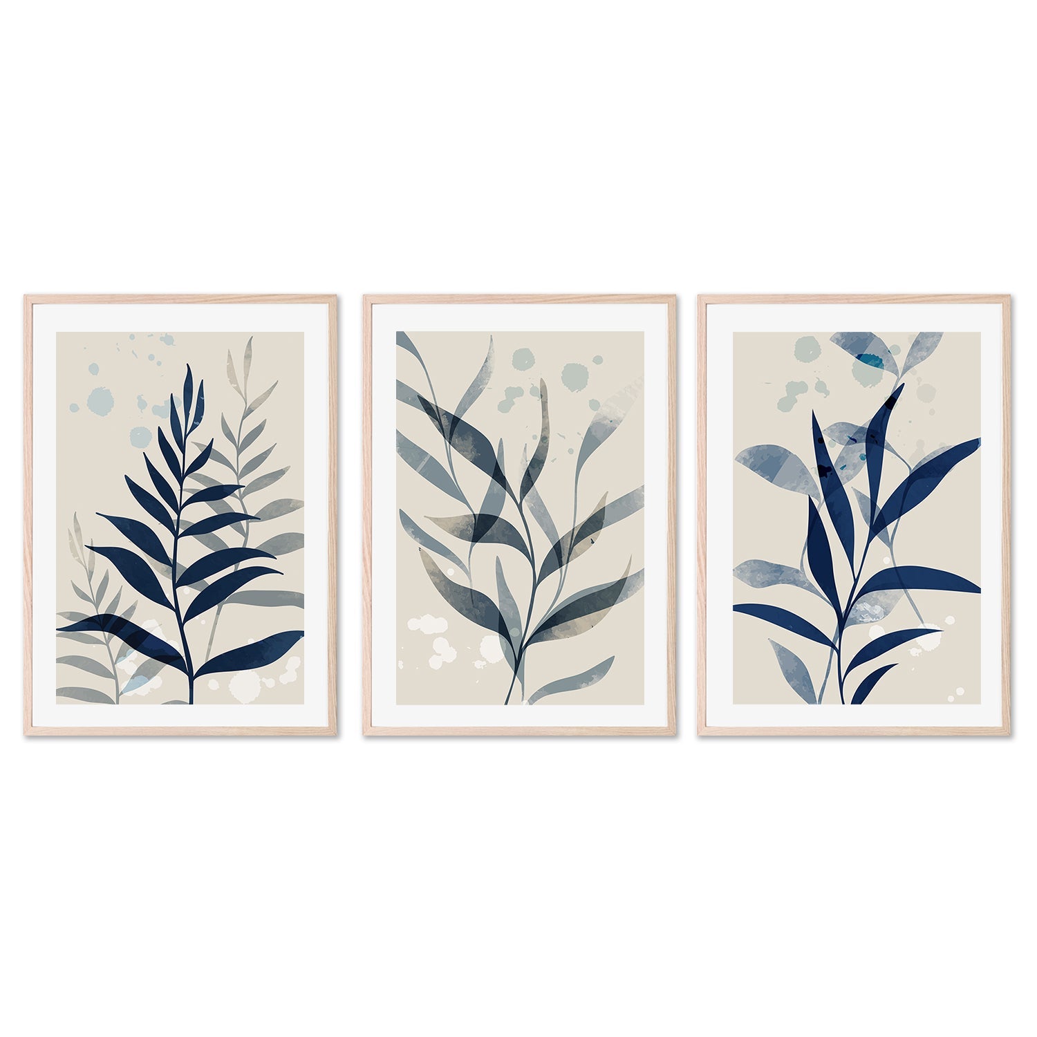 wall-art-print-canvas-poster-framed-Navy Branch, Style A, B & C, Set Of 3-GIOIA-WALL-ART