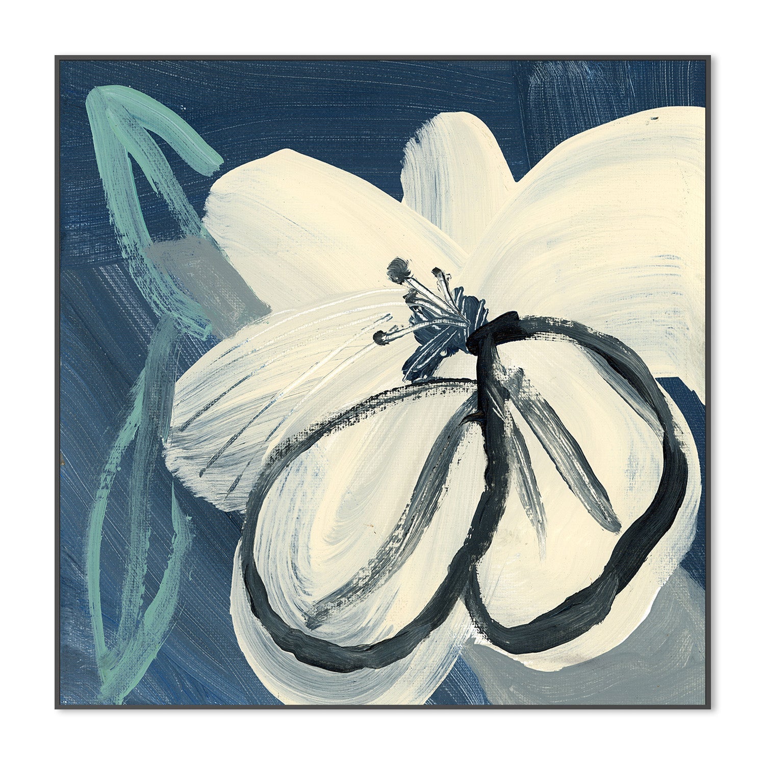 wall-art-print-canvas-poster-framed-Navy Cream Floral-3