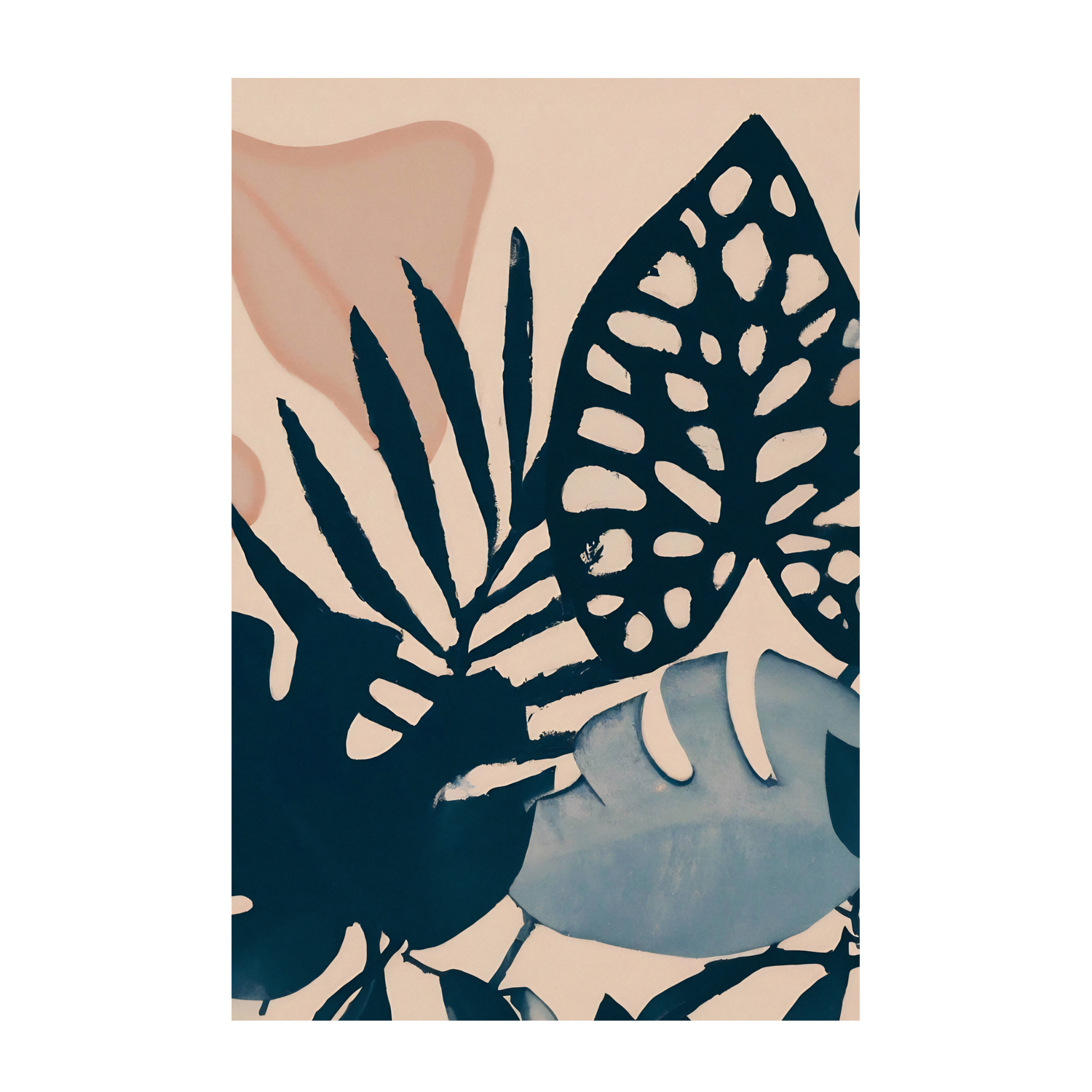 wall-art-print-canvas-poster-framed-Powder Pink Leaves , By Pictufy-1