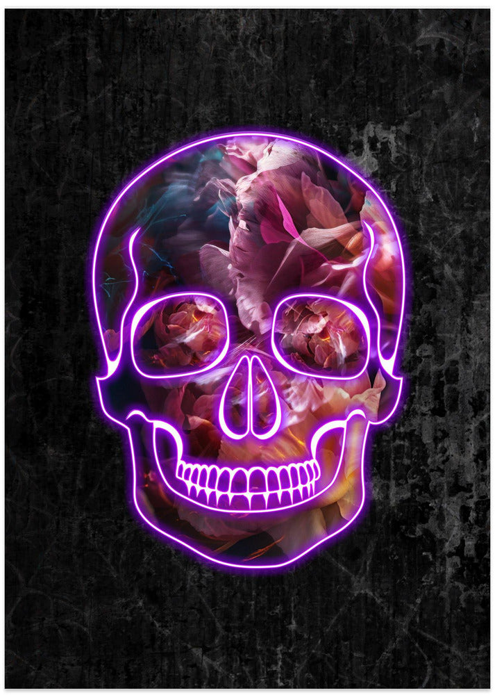 wall-art-print-canvas-poster-framed-Neon Halloween Skull , By Sarah Manovski-1