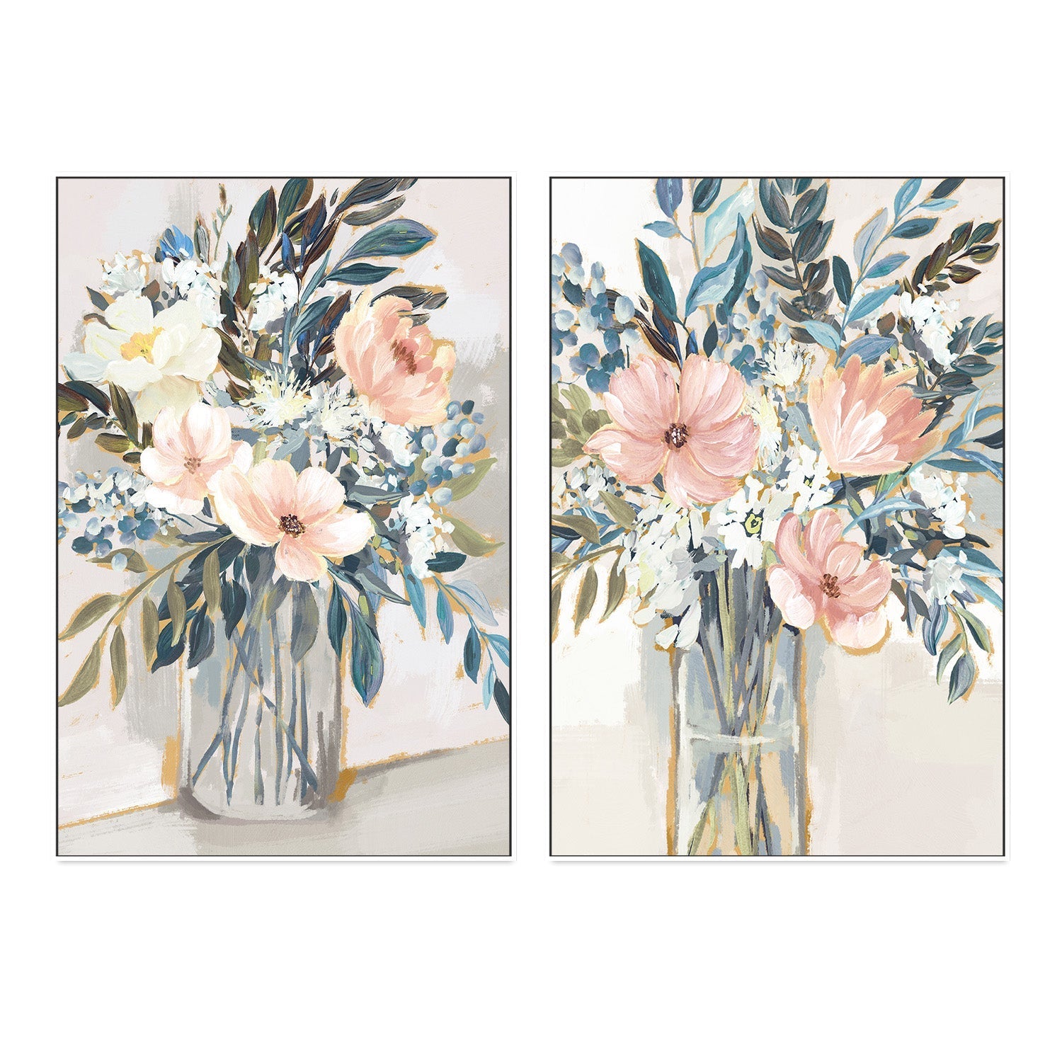 wall-art-print-canvas-poster-framed-Neutral Bouquet, Style A & B, Set of 2 , By Nina Blue-5