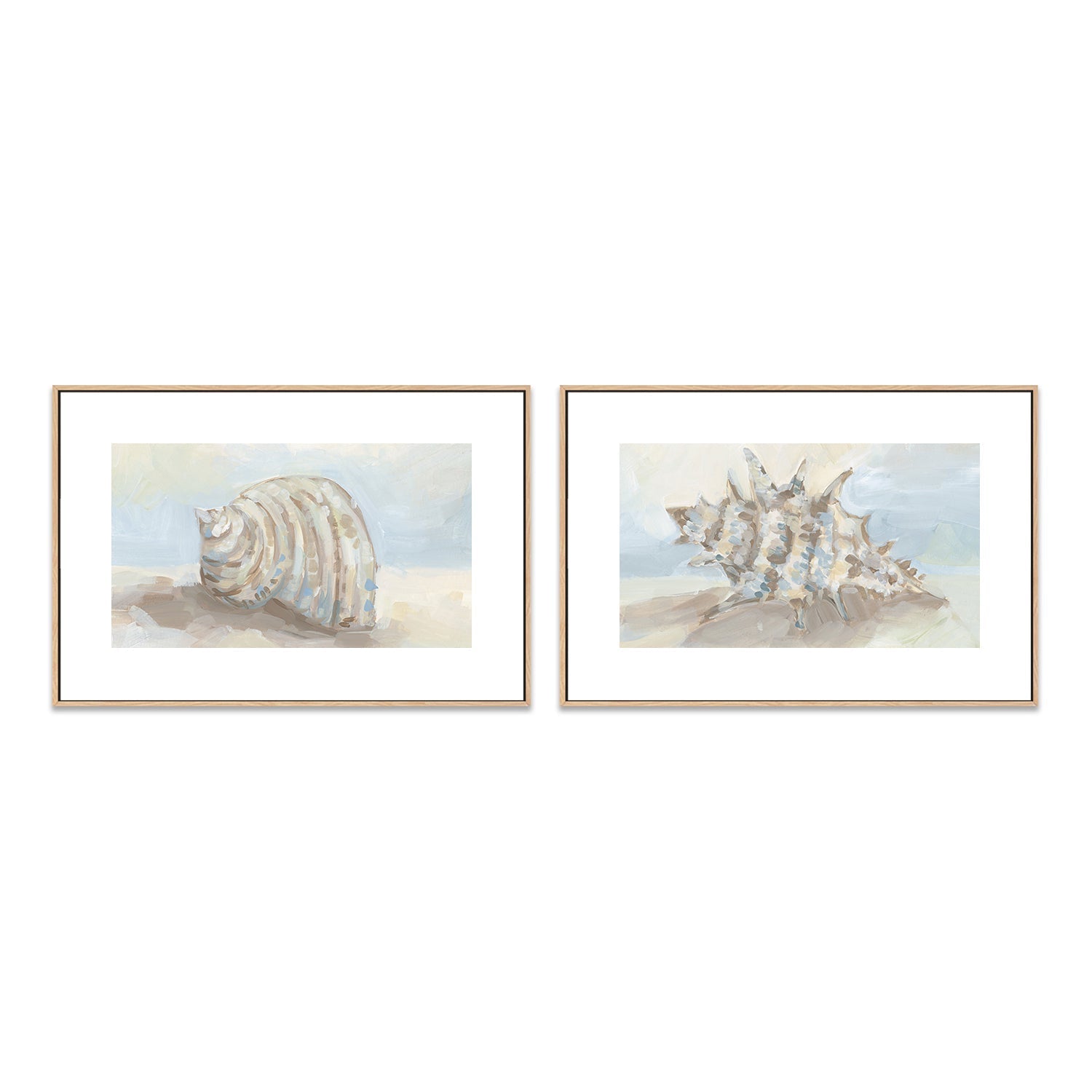wall-art-print-canvas-poster-framed-Neutral Coastal Seashell , Style A & B, Set Of 2 , By Jetty Home-6