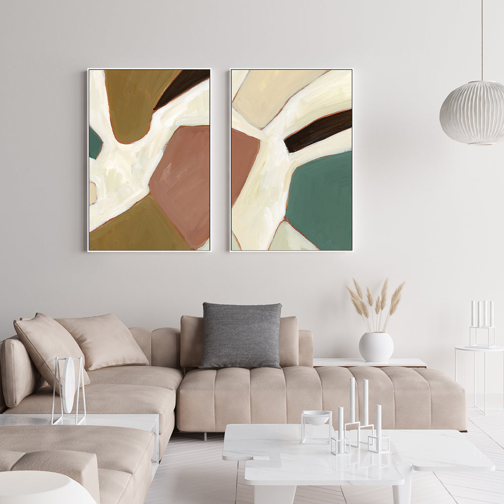 wall-art-print-canvas-poster-framed-Neutral Geometry, Style D & E, Set Of 2-by-Emily Wood-Gioia Wall Art