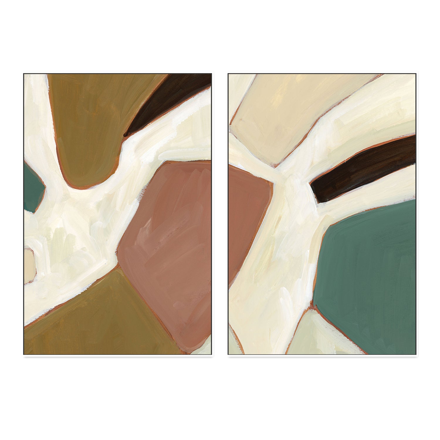 wall-art-print-canvas-poster-framed-Neutral Geometry, Style D & E, Set Of 2-by-Emily Wood-Gioia Wall Art