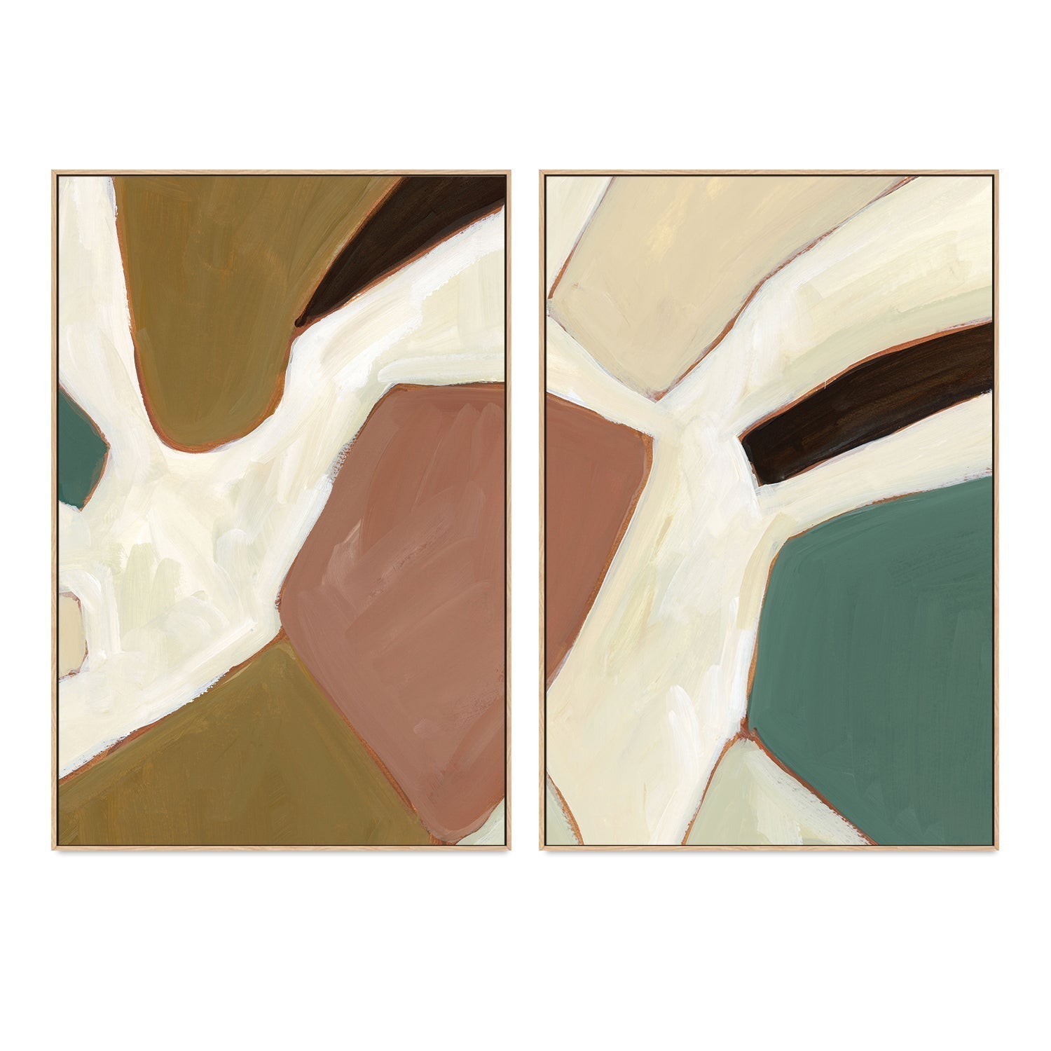 wall-art-print-canvas-poster-framed-Neutral Geometry, Style D & E, Set Of 2-by-Emily Wood-Gioia Wall Art