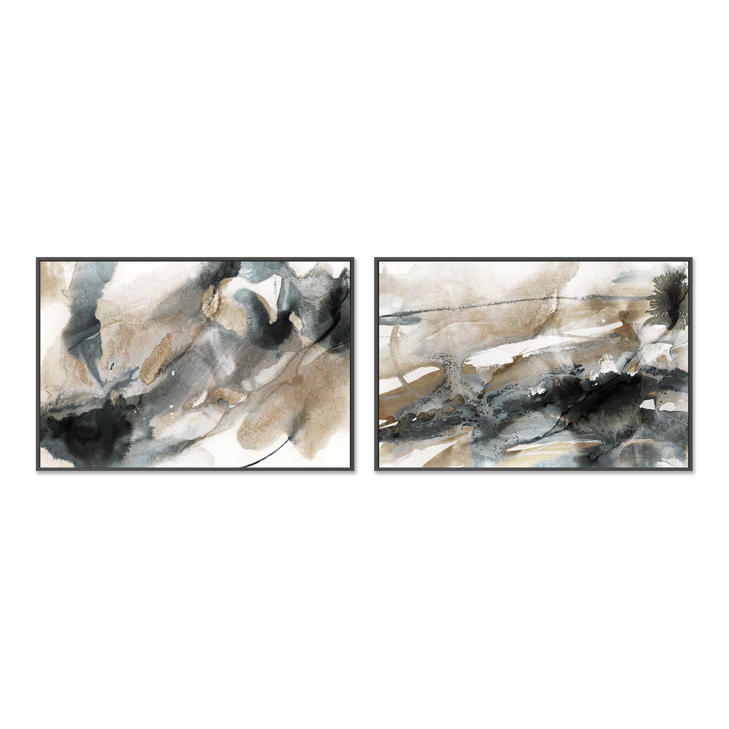 wall-art-print-canvas-poster-framed-Neutral Ink, Style A & B, Set of 2 , By Nina Blue-3