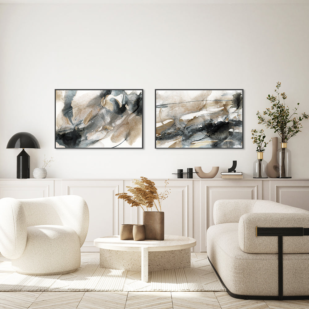 wall-art-print-canvas-poster-framed-Neutral Ink, Style A & B, Set of 2 , By Nina Blue-7