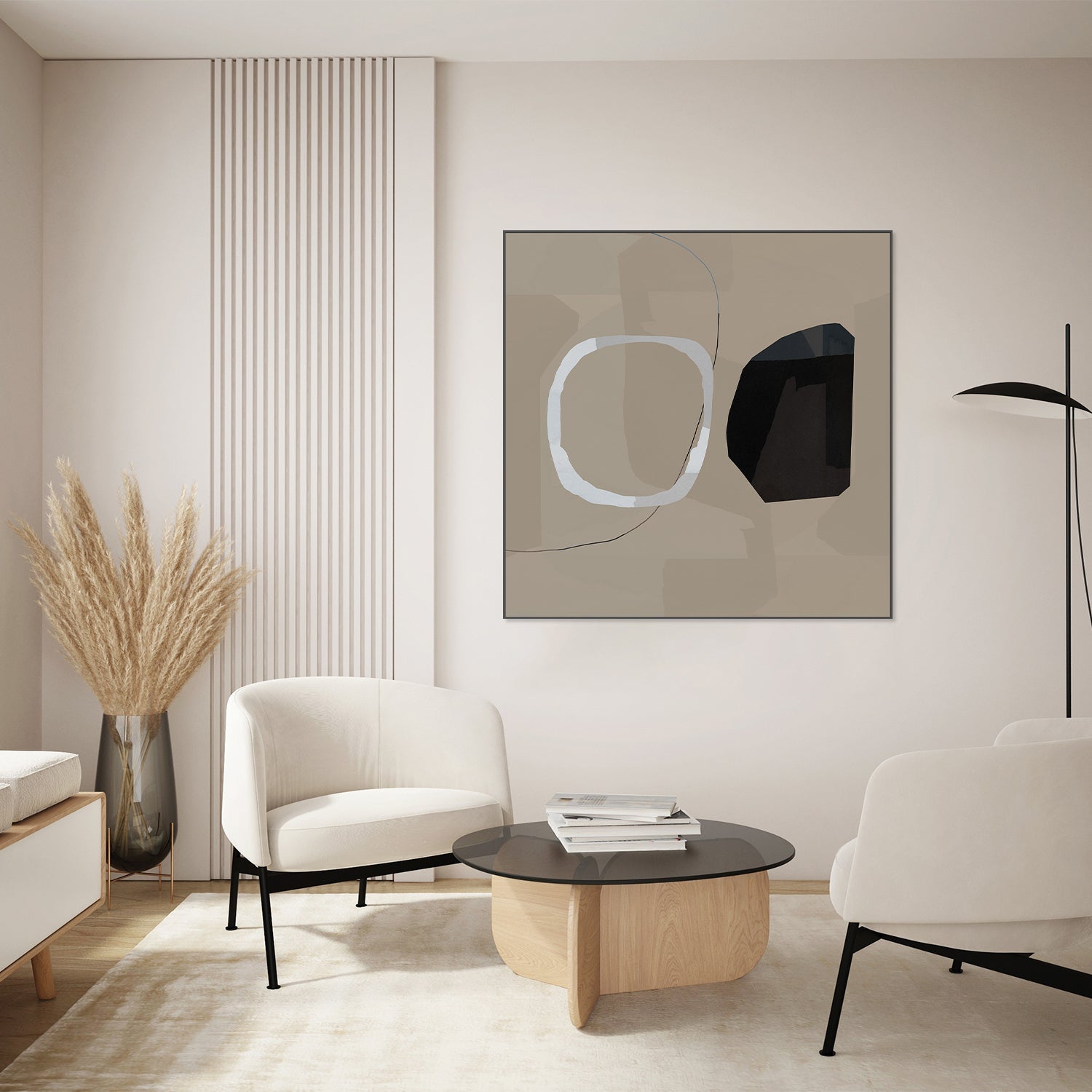 wall-art-print-canvas-poster-framed-Neutral Shapes Abstract, Style B-7