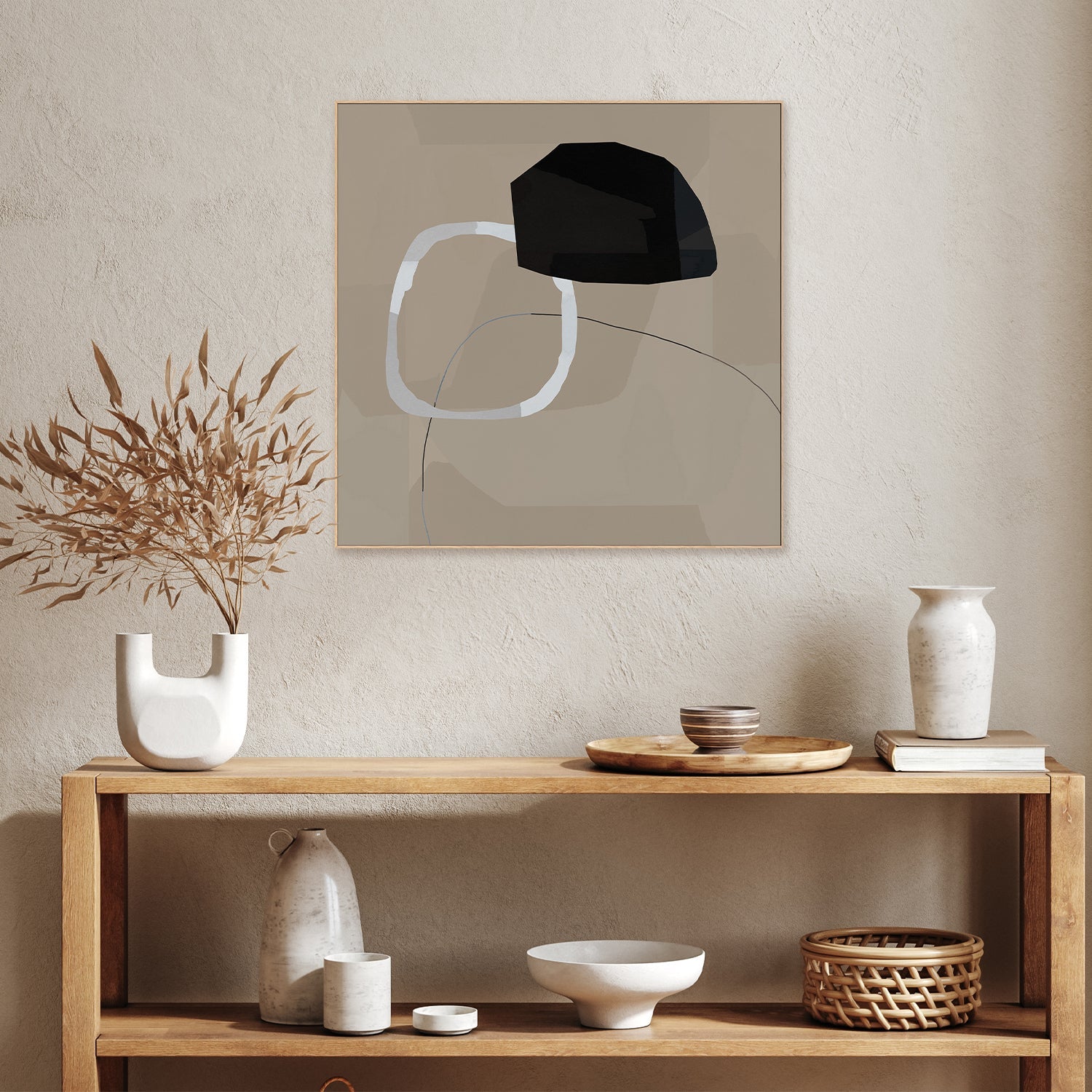 wall-art-print-canvas-poster-framed-Neutral Shapes Abstract, Style C-7