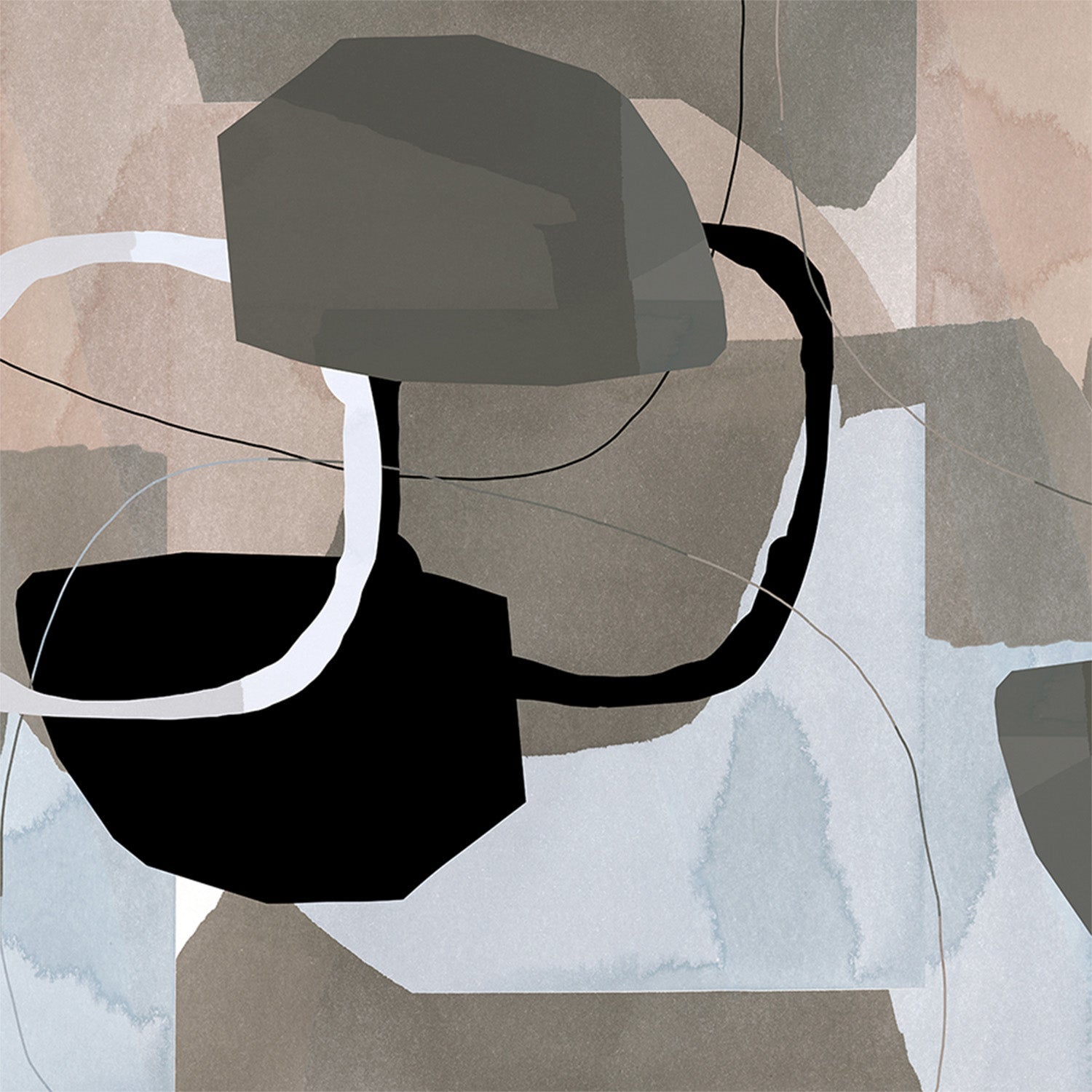 wall-art-print-canvas-poster-framed-Neutral Shapes Abstract, Style D-1