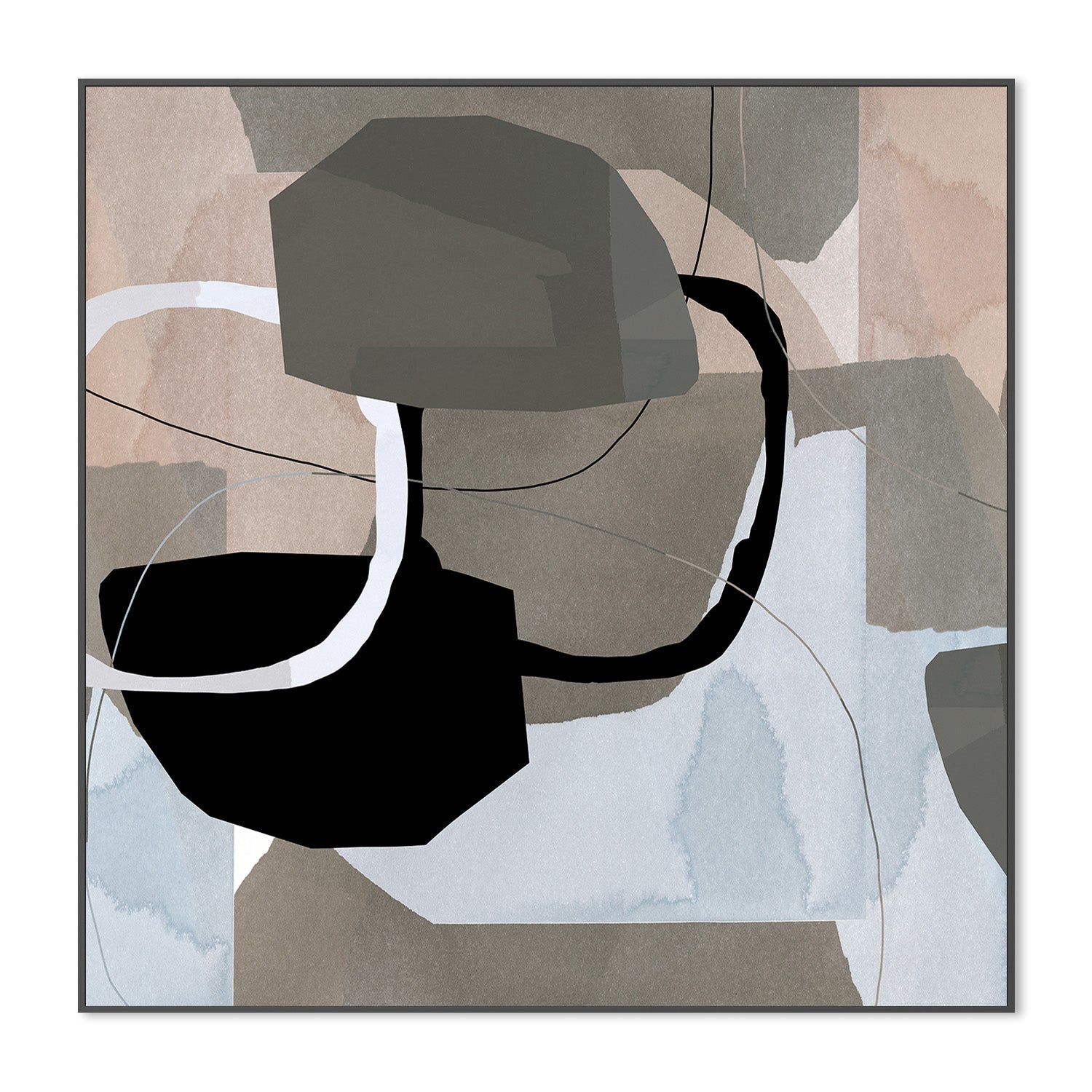 wall-art-print-canvas-poster-framed-Neutral Shapes Abstract, Style D-3