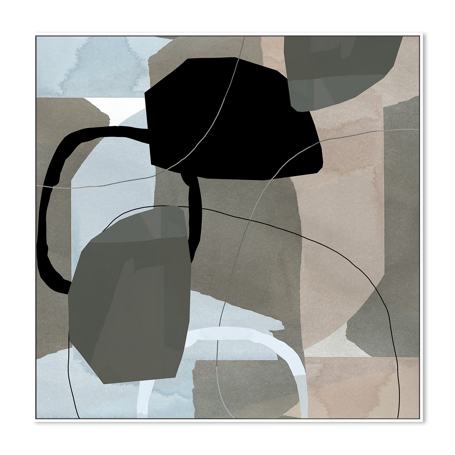 wall-art-print-canvas-poster-framed-Neutral Shapes Abstract, Style E-5