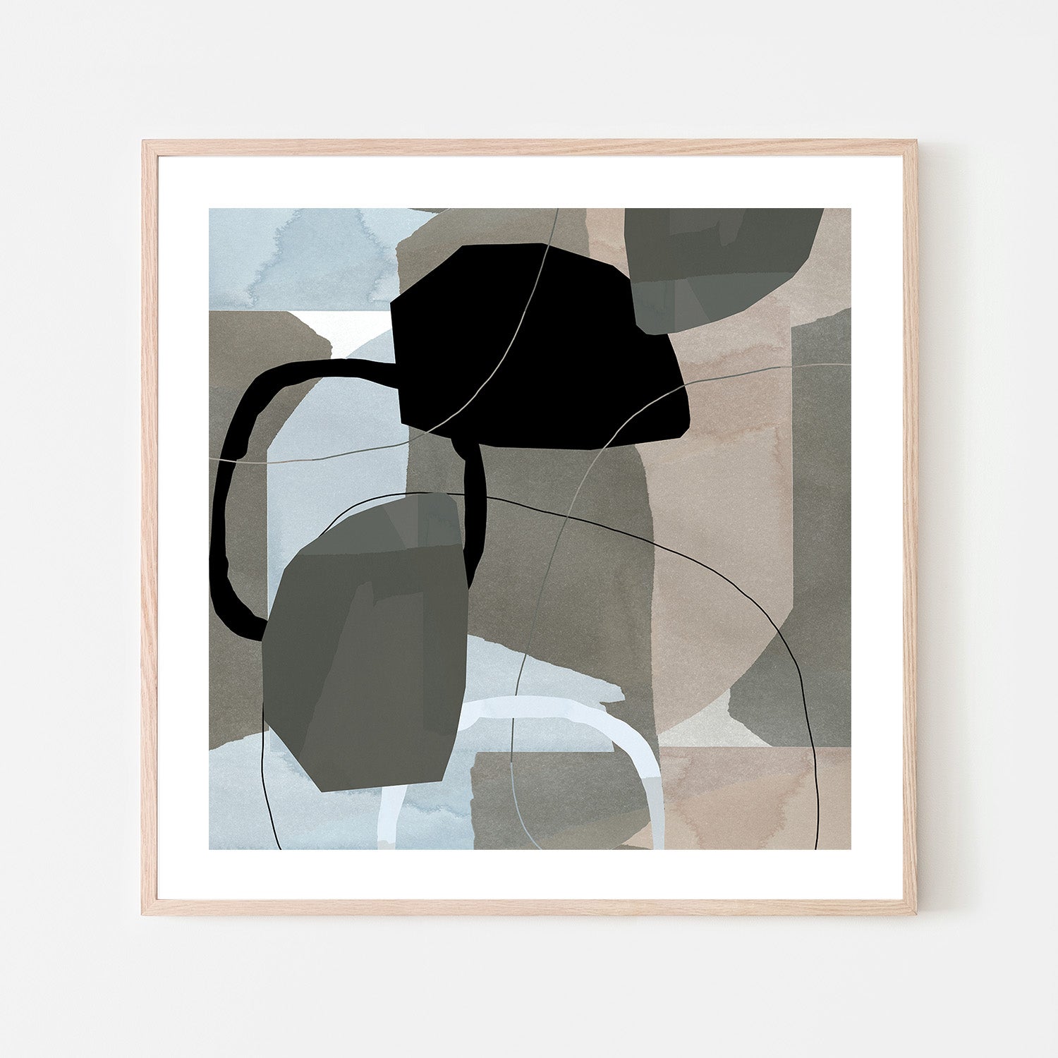 wall-art-print-canvas-poster-framed-Neutral Shapes Abstract, Style E-6