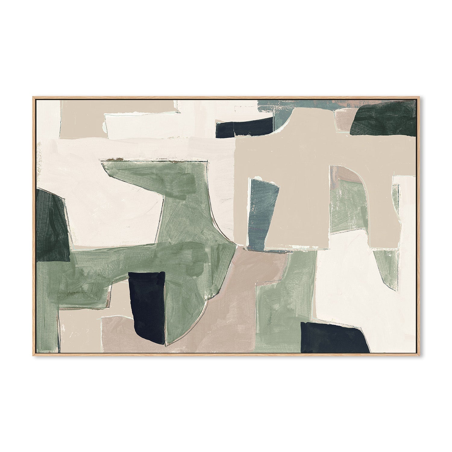 wall-art-print-canvas-poster-framed-New Jigsaw, Beige and Green-4