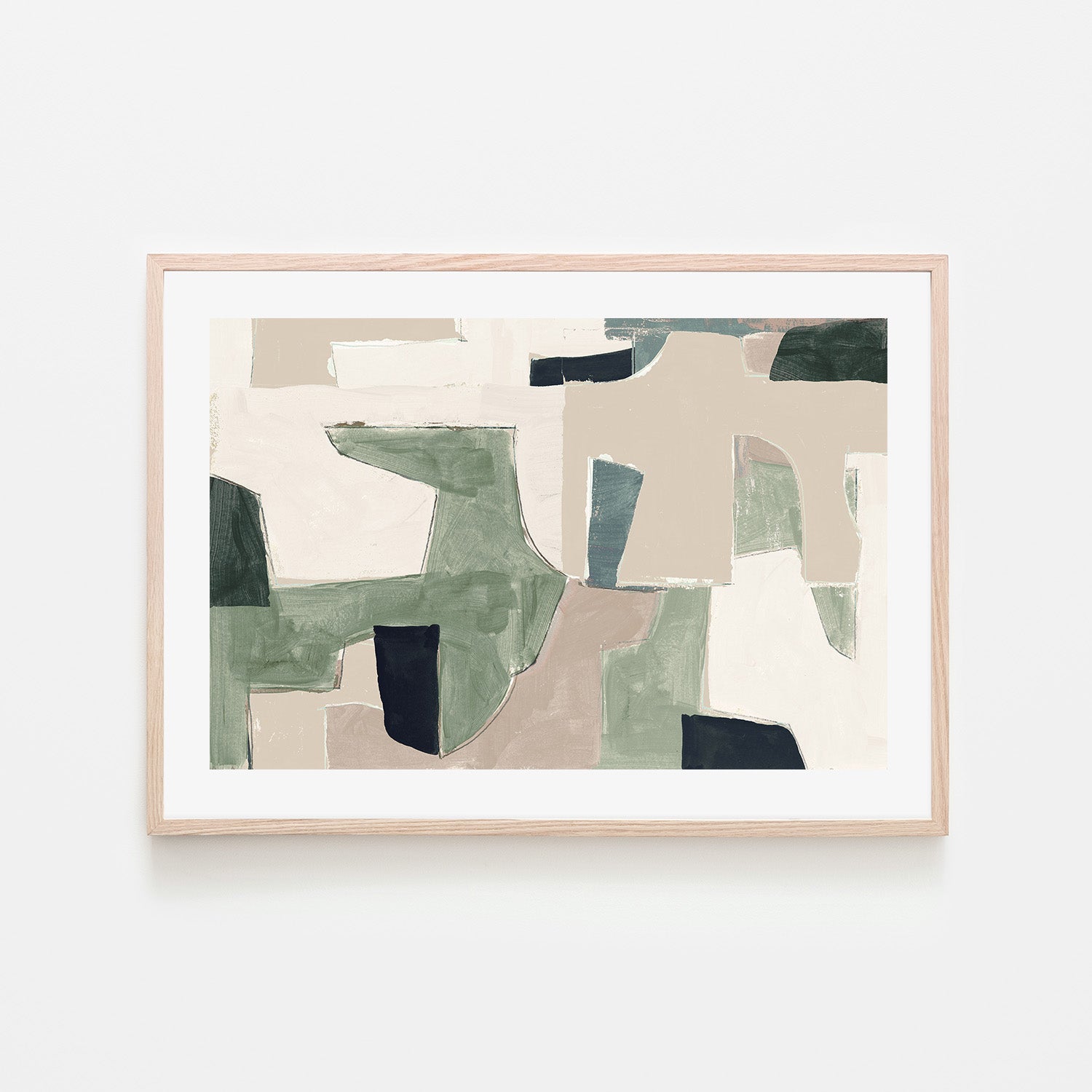wall-art-print-canvas-poster-framed-New Jigsaw, Beige and Green-6