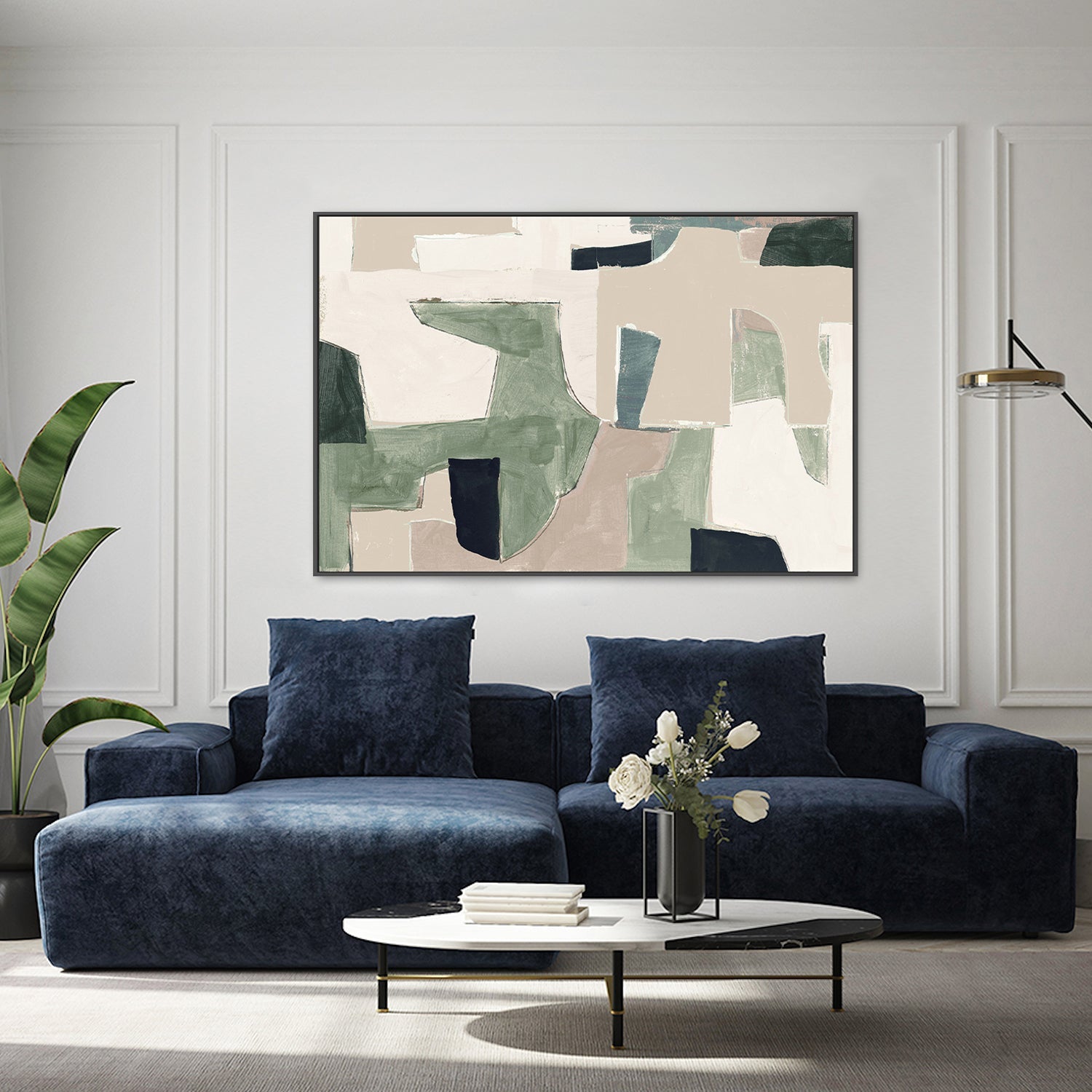 wall-art-print-canvas-poster-framed-New Jigsaw, Beige and Green-7