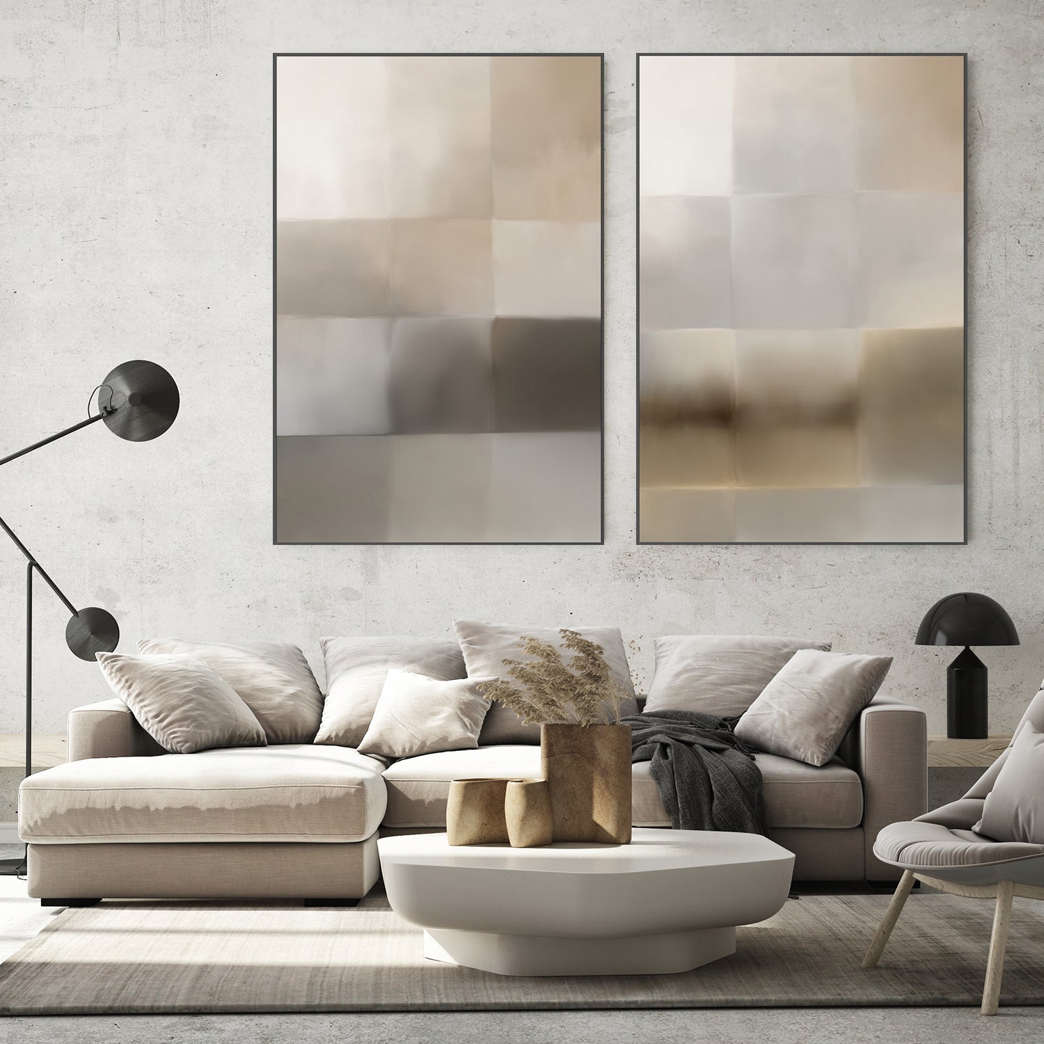 wall-art-print-canvas-poster-framed-Next Time, Neutral Abstract, Style A & B, Set Of 2 , By Karine Tonial Grimm-7