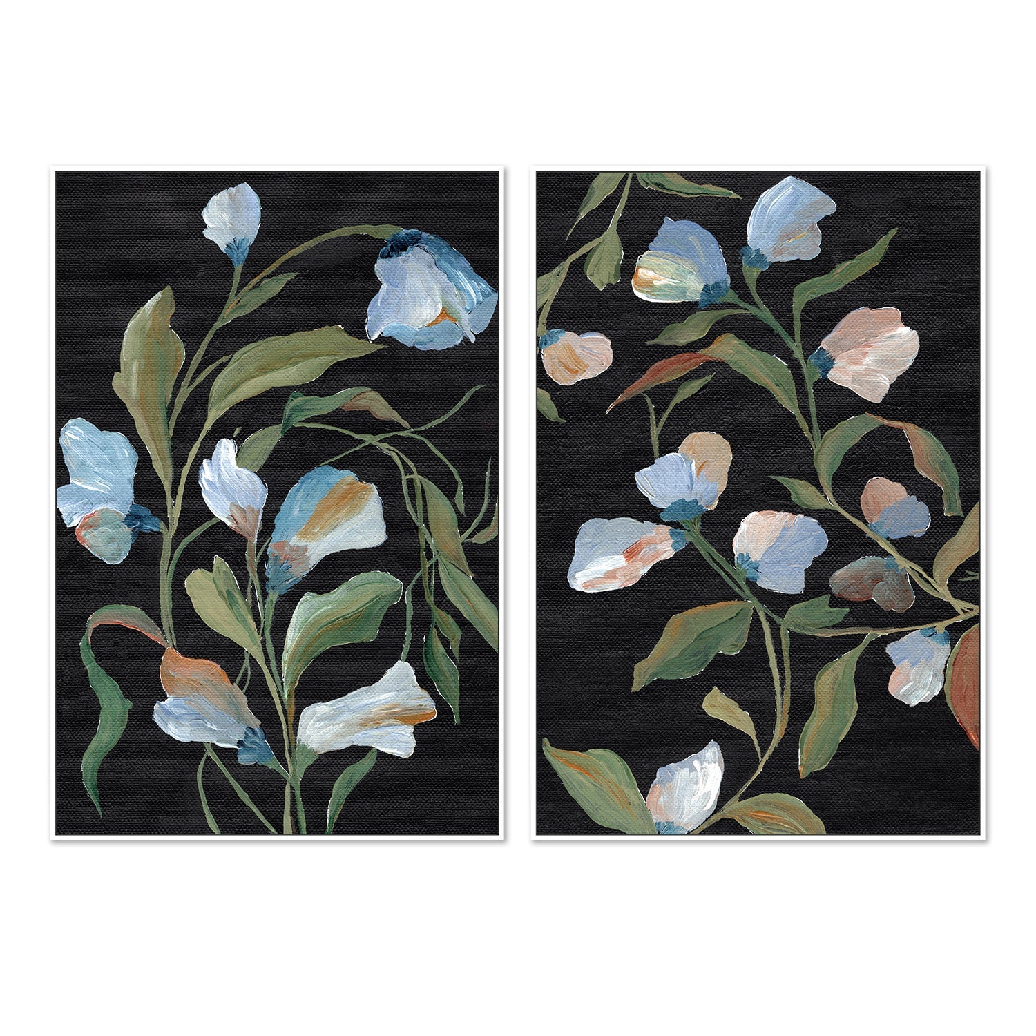wall-art-print-canvas-poster-framed-Night Blooms & Midnight Floras, Set Of 2 , By Nikita Jariwala-5