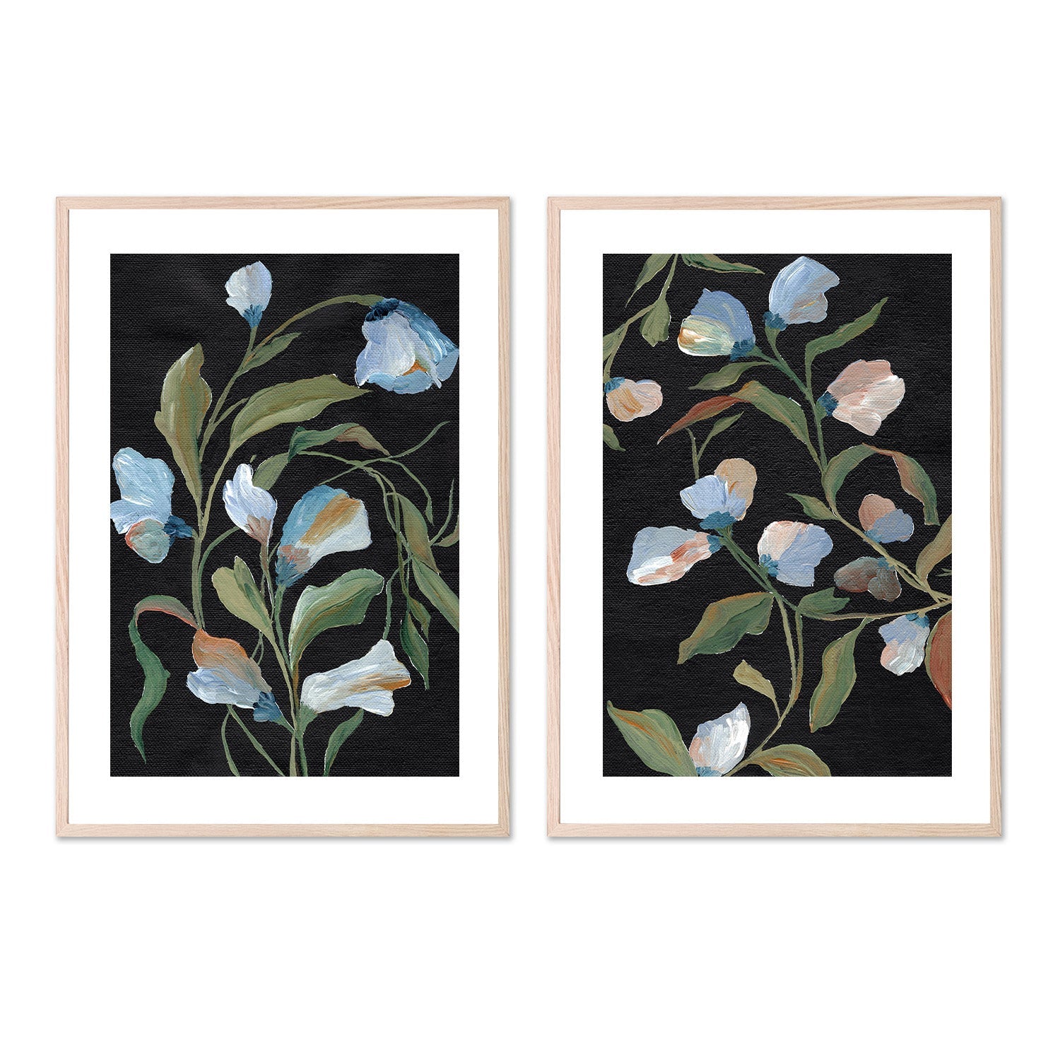 wall-art-print-canvas-poster-framed-Night Blooms & Midnight Floras, Set Of 2 , By Nikita Jariwala-6