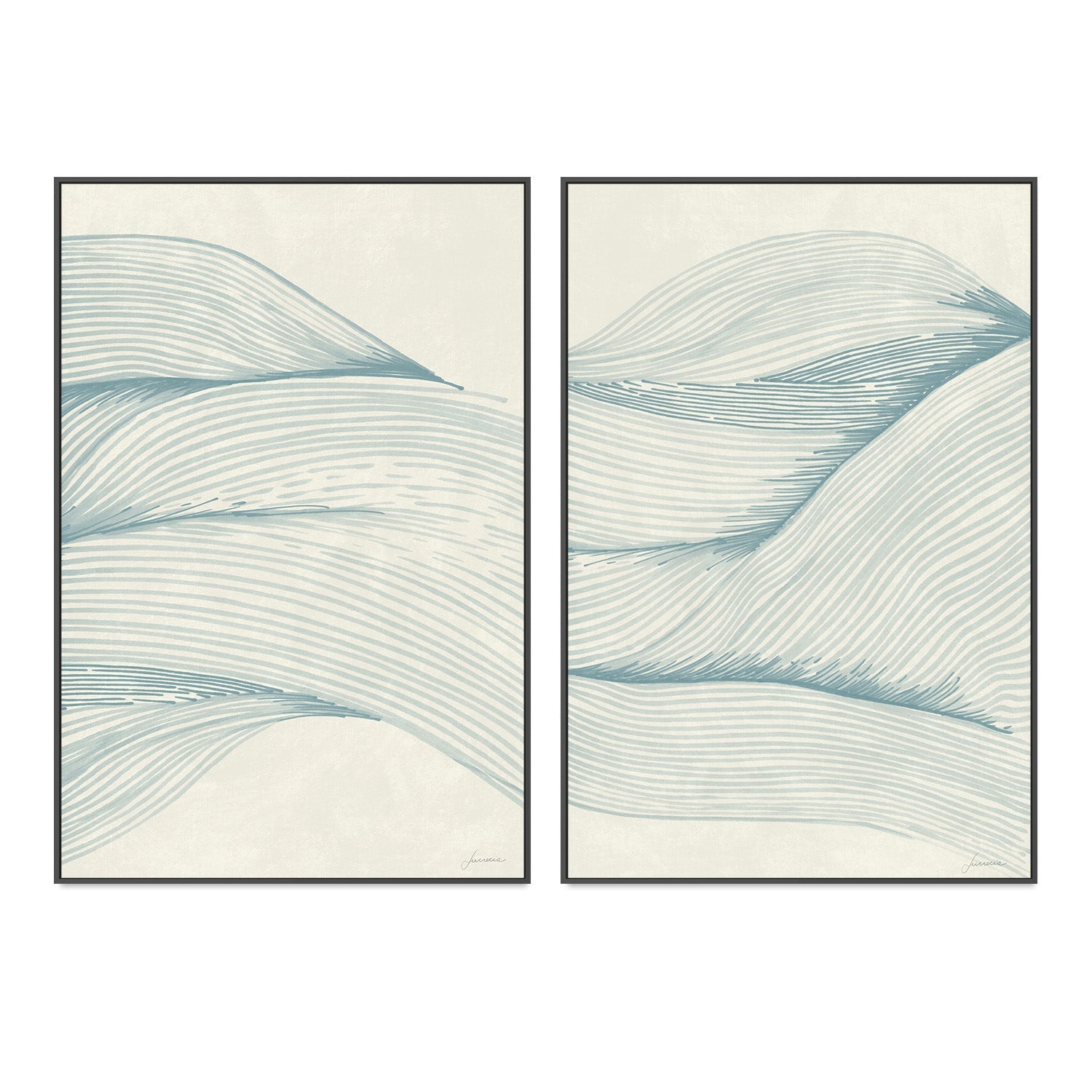 wall-art-print-canvas-poster-framed-Ocean In Lines, Style A & B, Set Of 2 , By Lucrecia Caporale-3