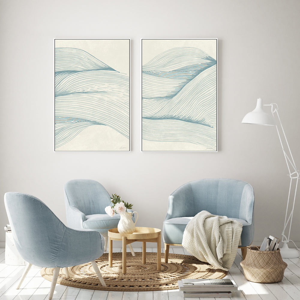 wall-art-print-canvas-poster-framed-Ocean In Lines, Style A & B, Set Of 2 , By Lucrecia Caporale-7