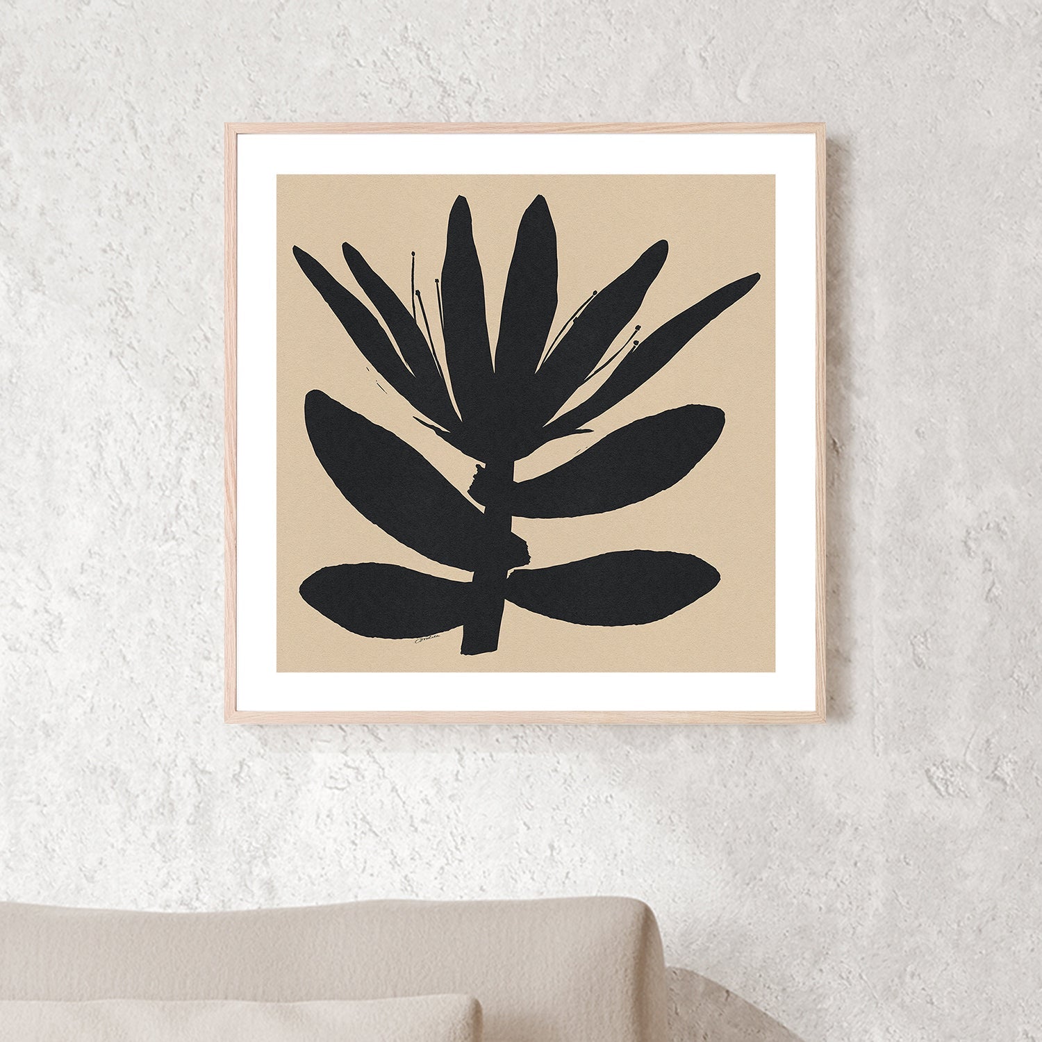 wall-art-print-canvas-poster-framed-Open Narrow Petals Flower On Beige-8